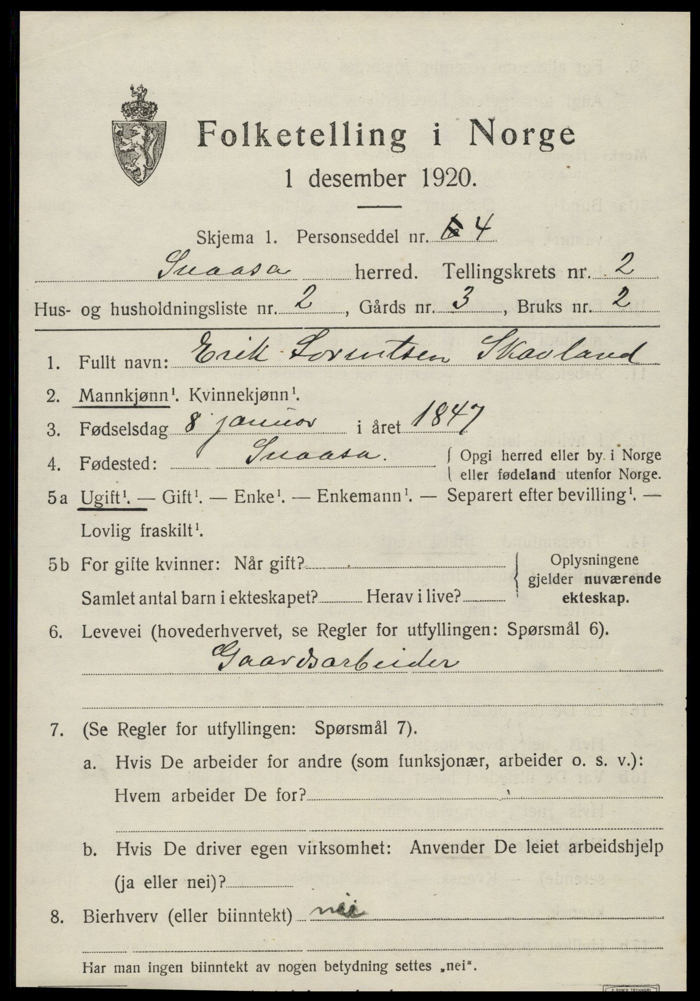 SAT, 1920 census for Snåsa, 1920, p. 1204