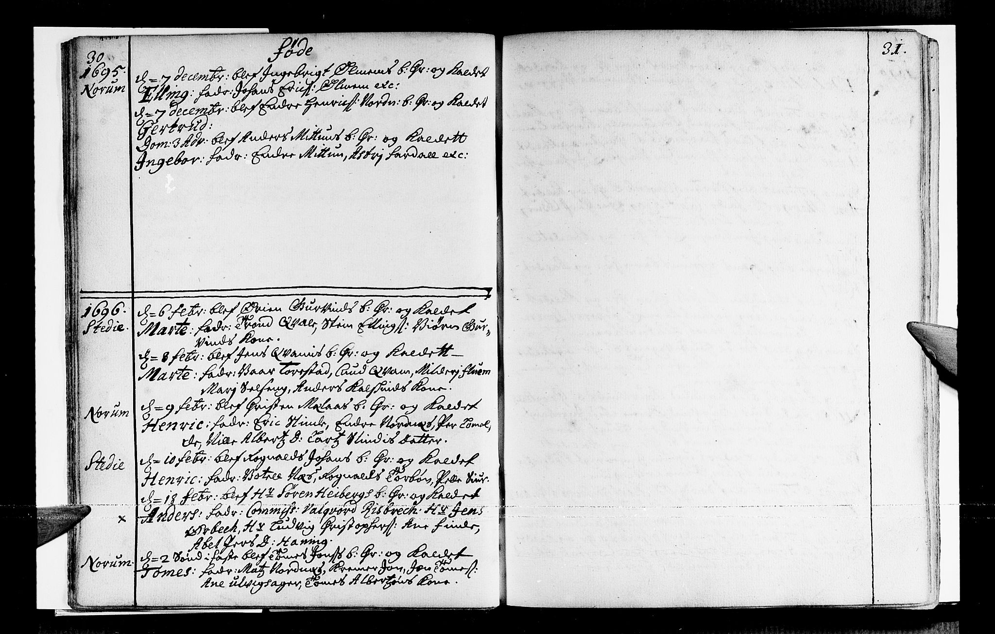 Sogndal sokneprestembete, SAB/A-81301/H/Haa/Haaa/L0001: Parish register (official) no. A 1, 1689-1713, p. 30-31
