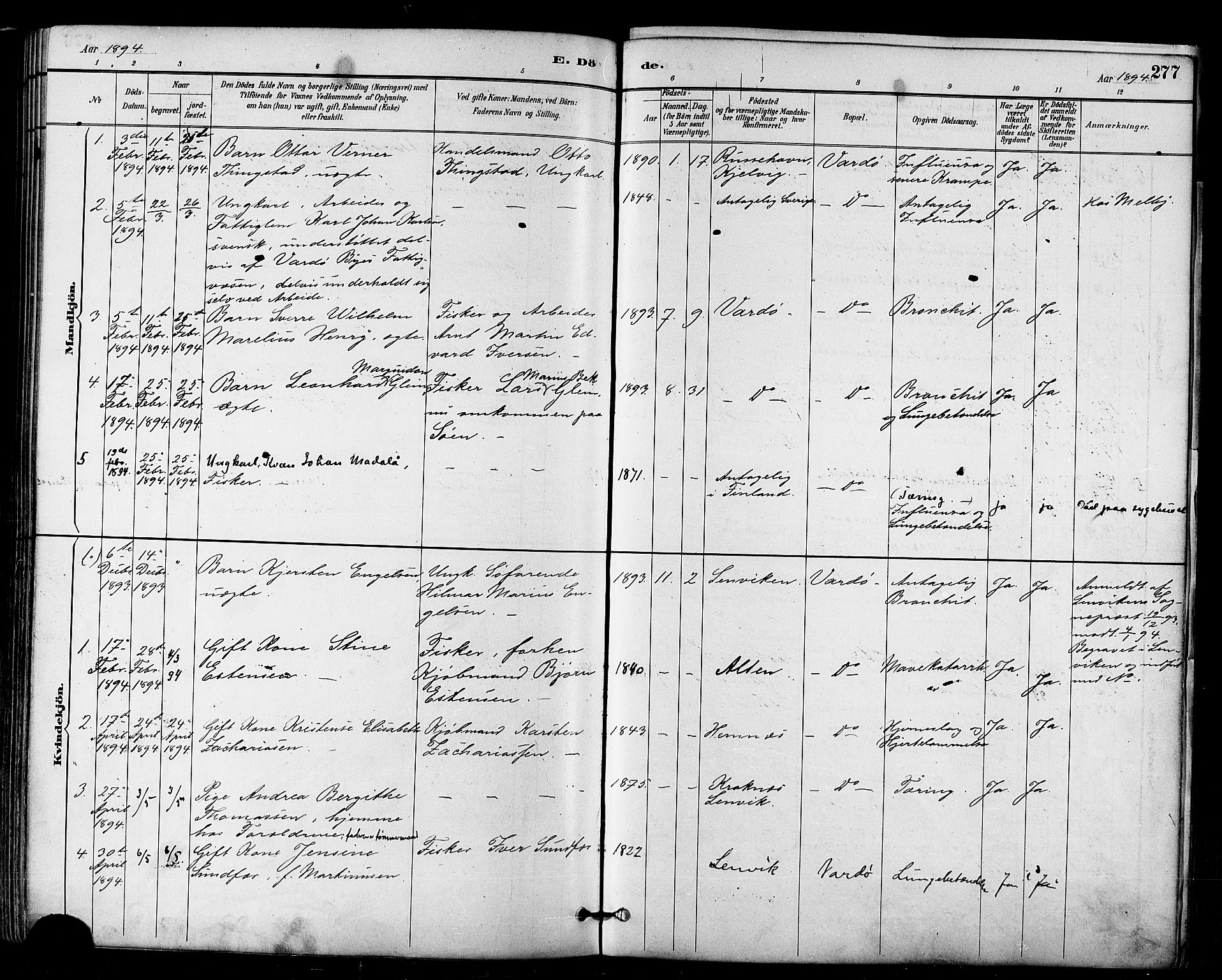 Vardø sokneprestkontor, SATØ/S-1332/H/Ha/L0007kirke: Parish register (official) no. 7, 1886-1897, p. 277