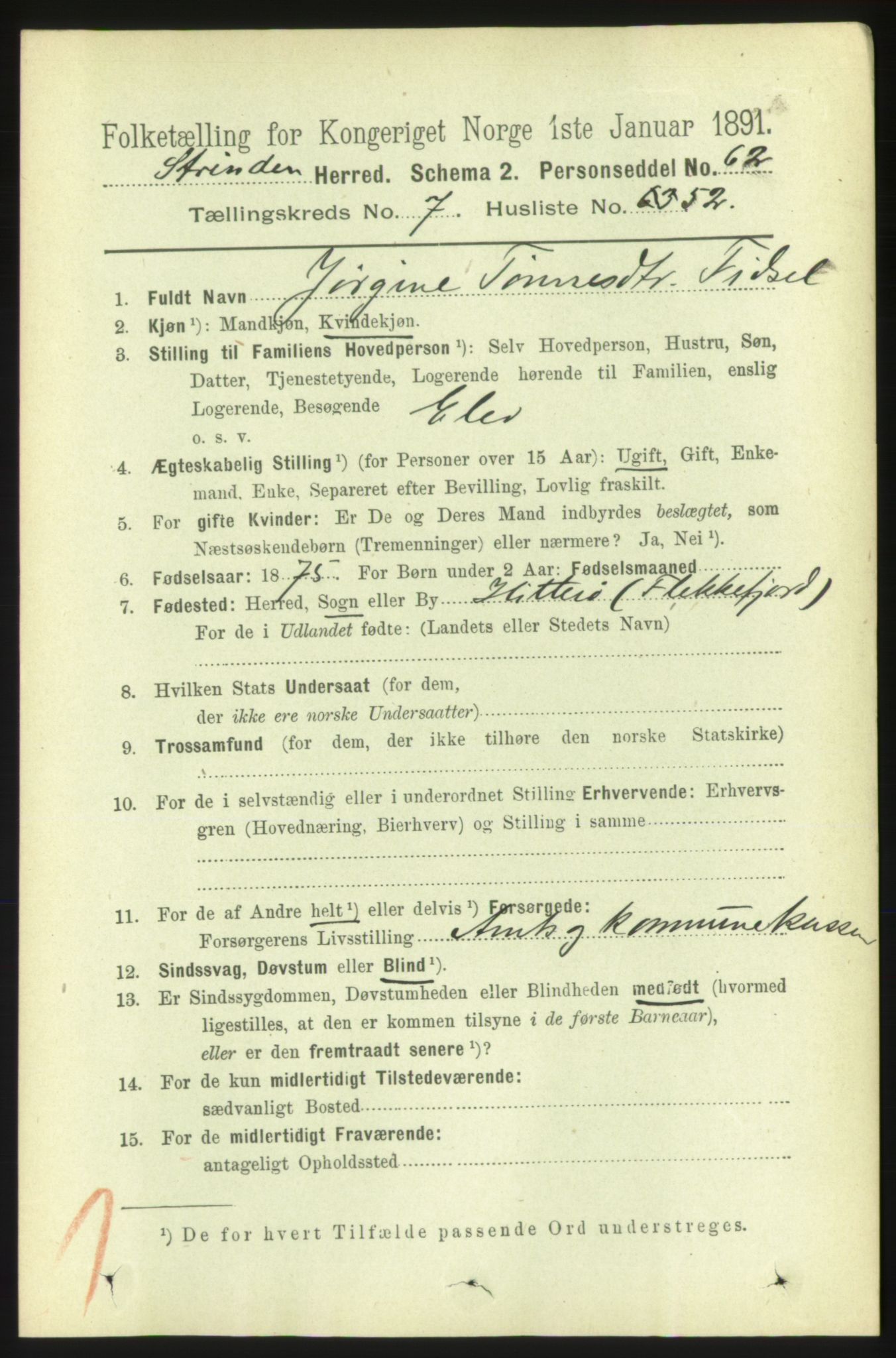 RA, 1891 census for 1660 Strinda, 1891, p. 6657