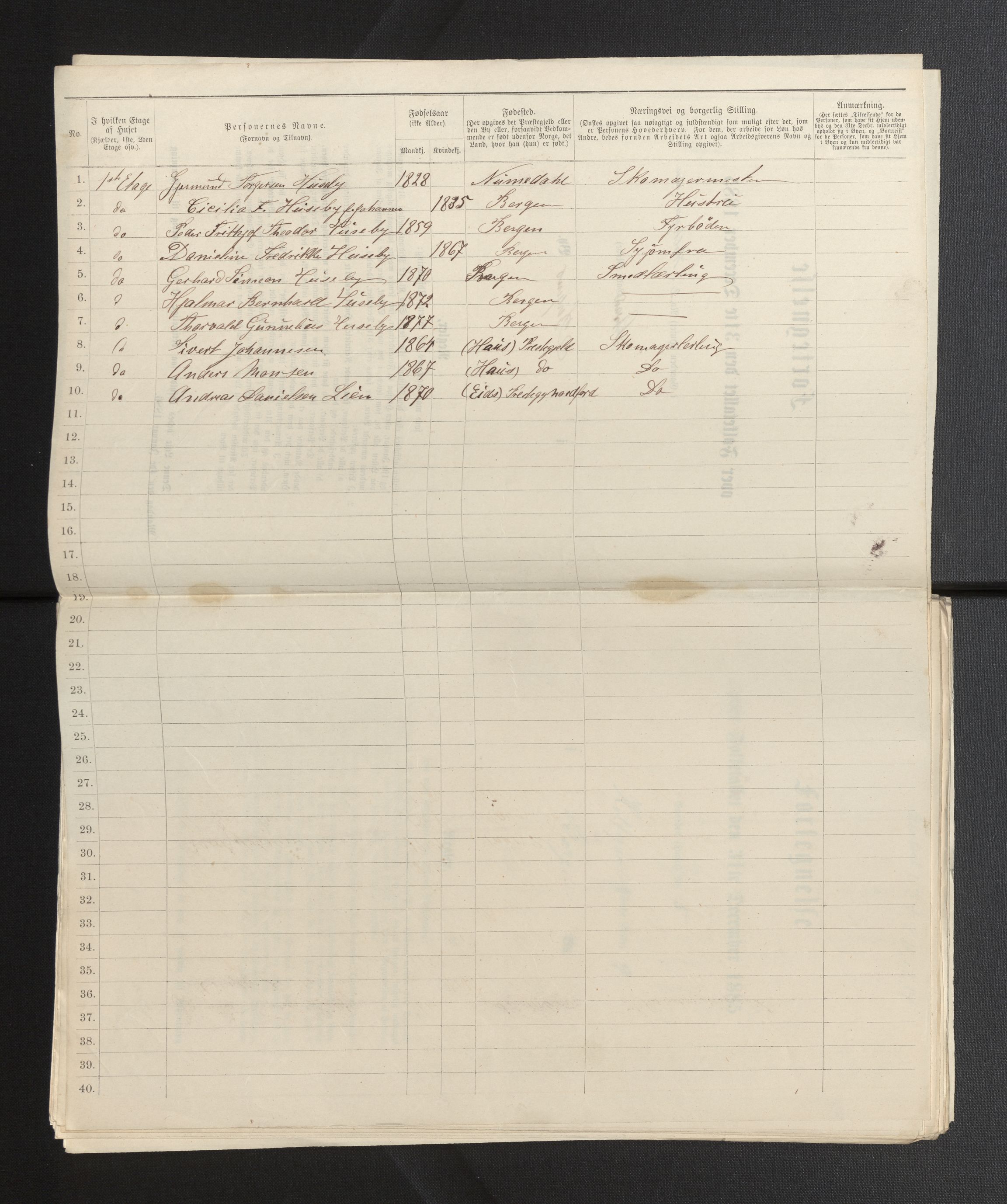 SAB, 1885 census for 1301 Bergen, 1885, p. 2244