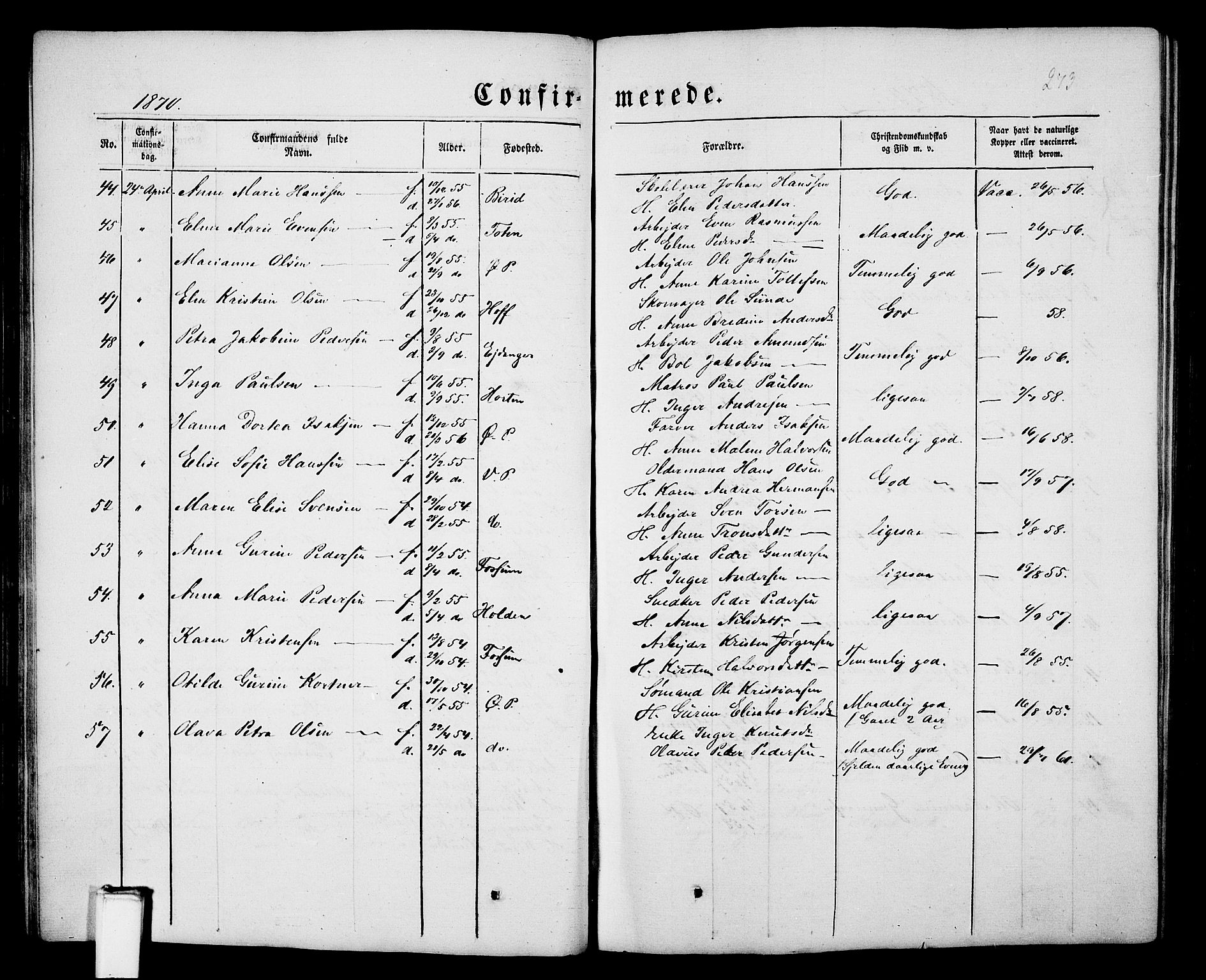 Porsgrunn kirkebøker , SAKO/A-104/G/Gb/L0004: Parish register (copy) no. II 4, 1853-1882, p. 273