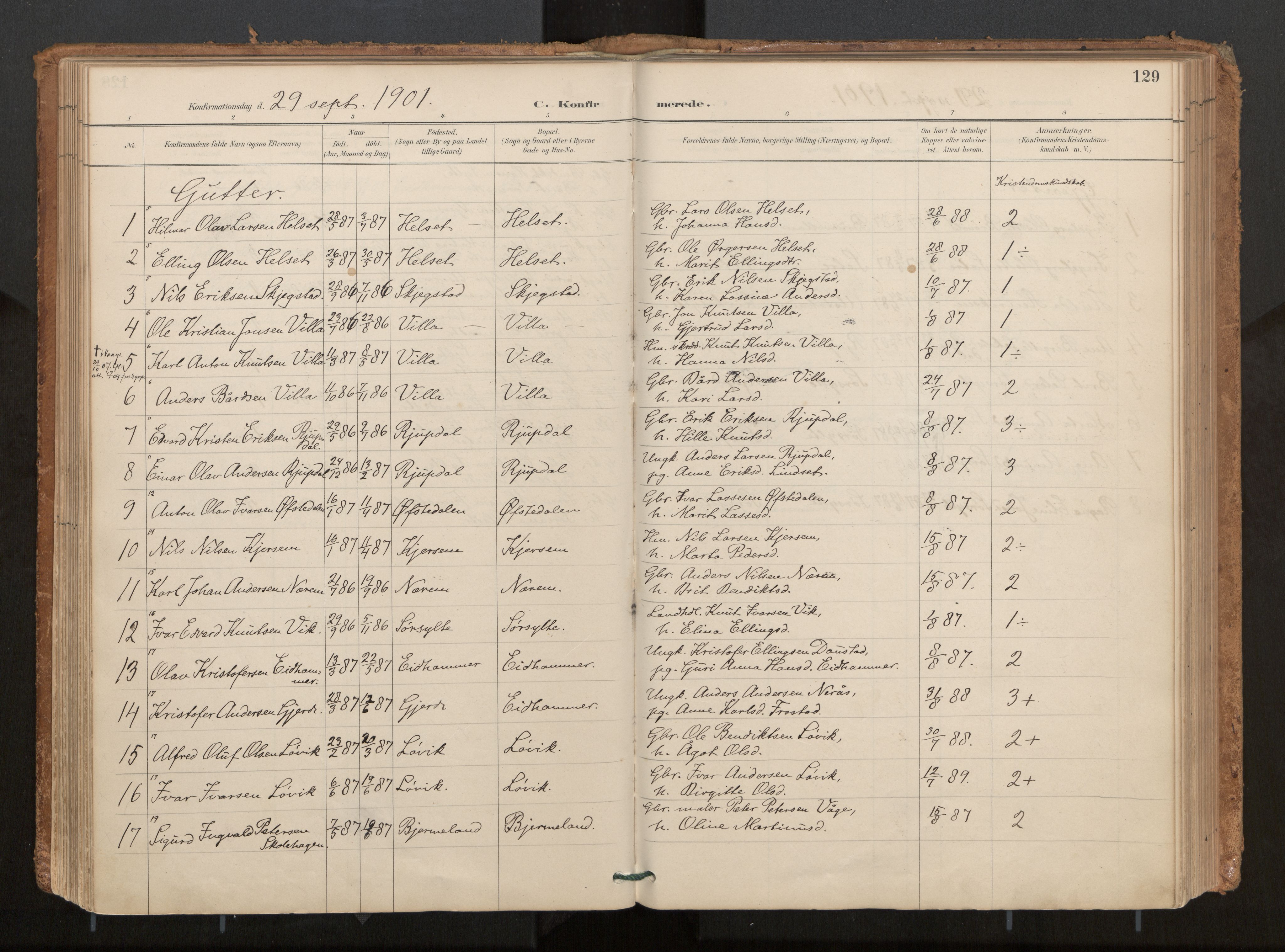 Ministerialprotokoller, klokkerbøker og fødselsregistre - Møre og Romsdal, AV/SAT-A-1454/541/L0545a: Parish register (official) no. 541A03, 1887-1912, p. 129