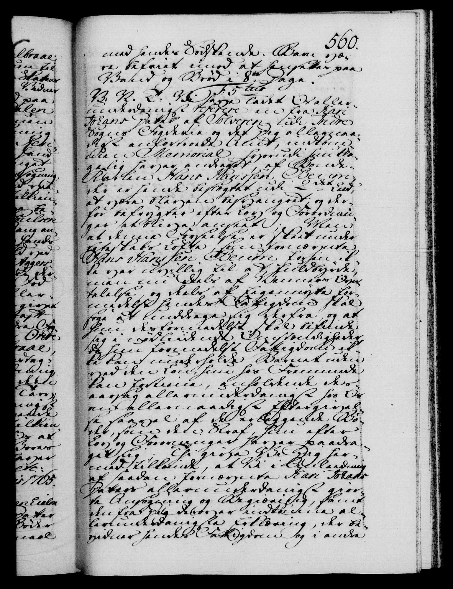 Danske Kanselli 1572-1799, AV/RA-EA-3023/F/Fc/Fca/Fcab/L0037: Norske tegnelser, 1762-1766, p. 560a