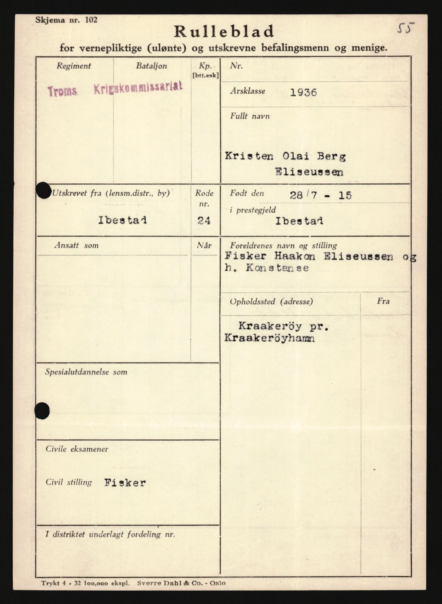 Forsvaret, Troms infanteriregiment nr. 16, AV/RA-RAFA-3146/P/Pa/L0020: Rulleblad for regimentets menige mannskaper, årsklasse 1936, 1936, p. 179