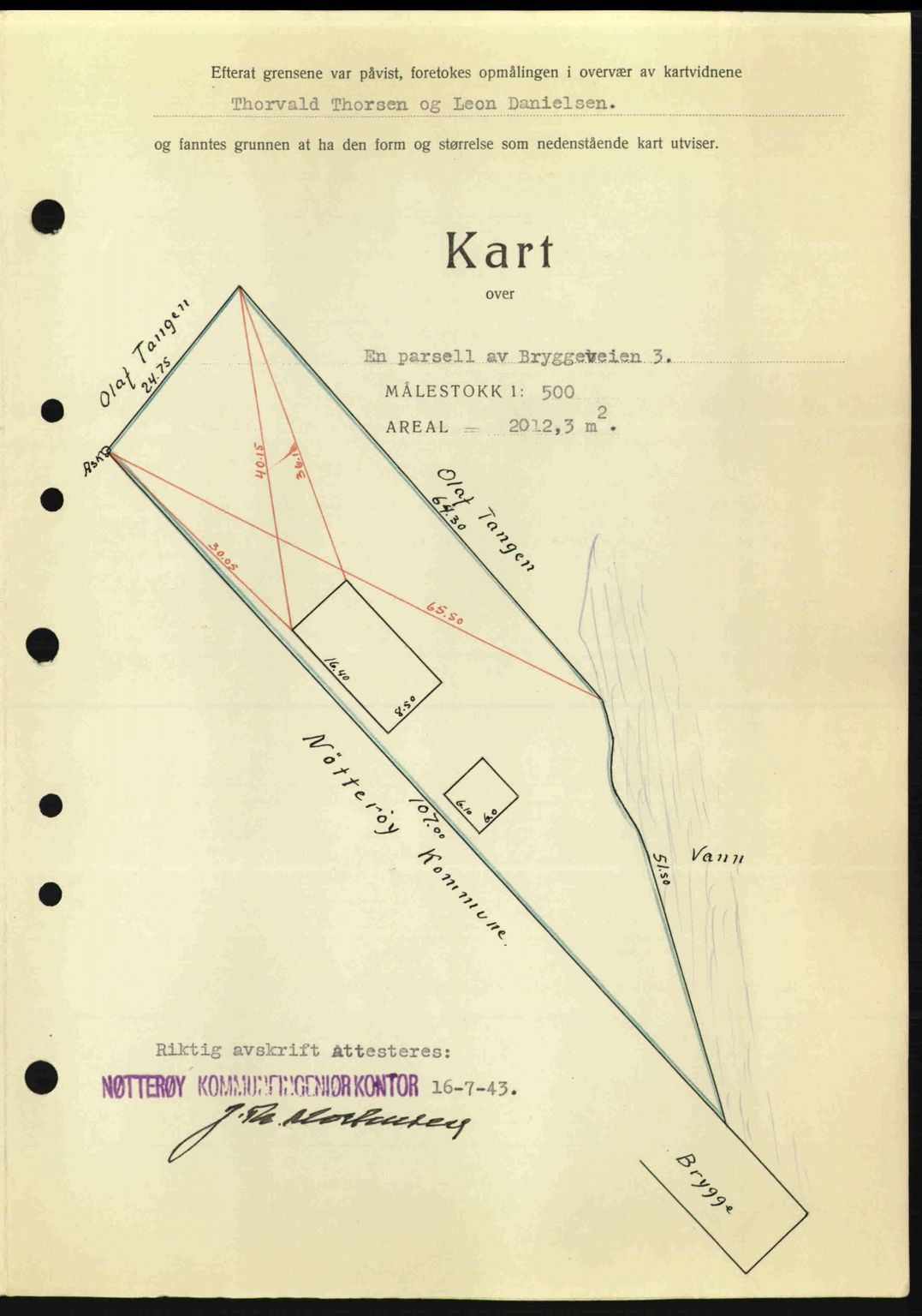 Tønsberg sorenskriveri, AV/SAKO-A-130/G/Ga/Gaa/L0013: Mortgage book no. A13, 1943-1943, Diary no: : 2156/1943