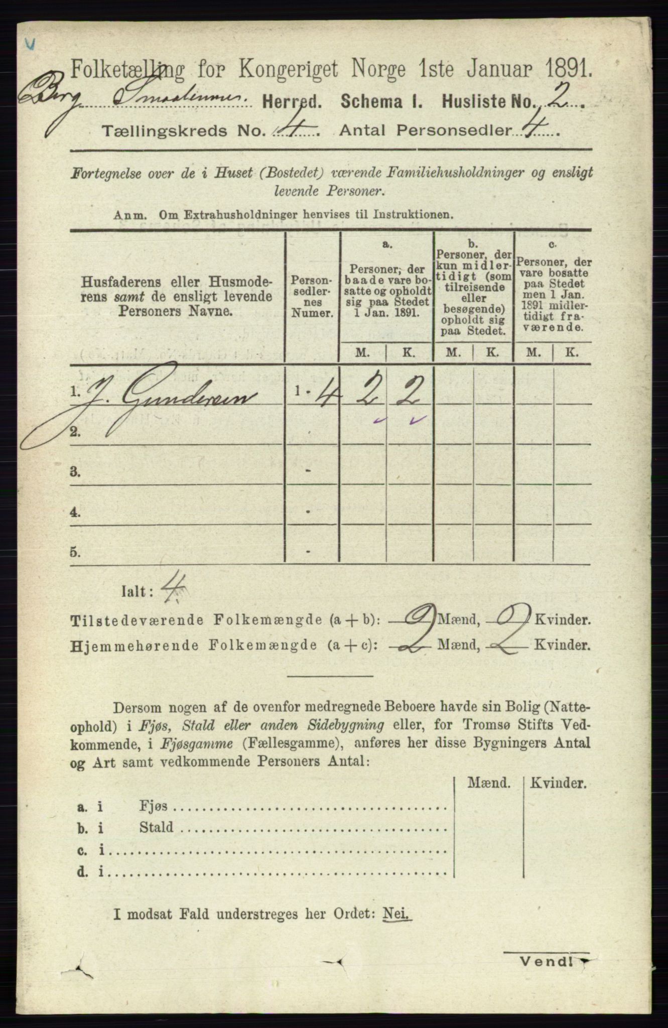 RA, 1891 census for 0116 Berg, 1891, p. 2726