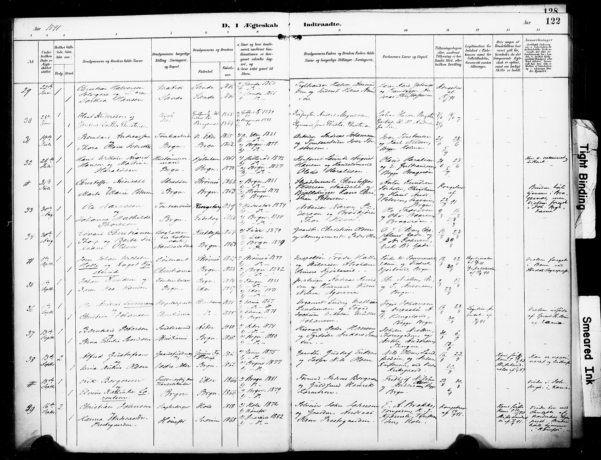 Bragernes kirkebøker, AV/SAKO-A-6/F/Fc/L0006: Parish register (official) no. III 6, 1888-1899, p. 122