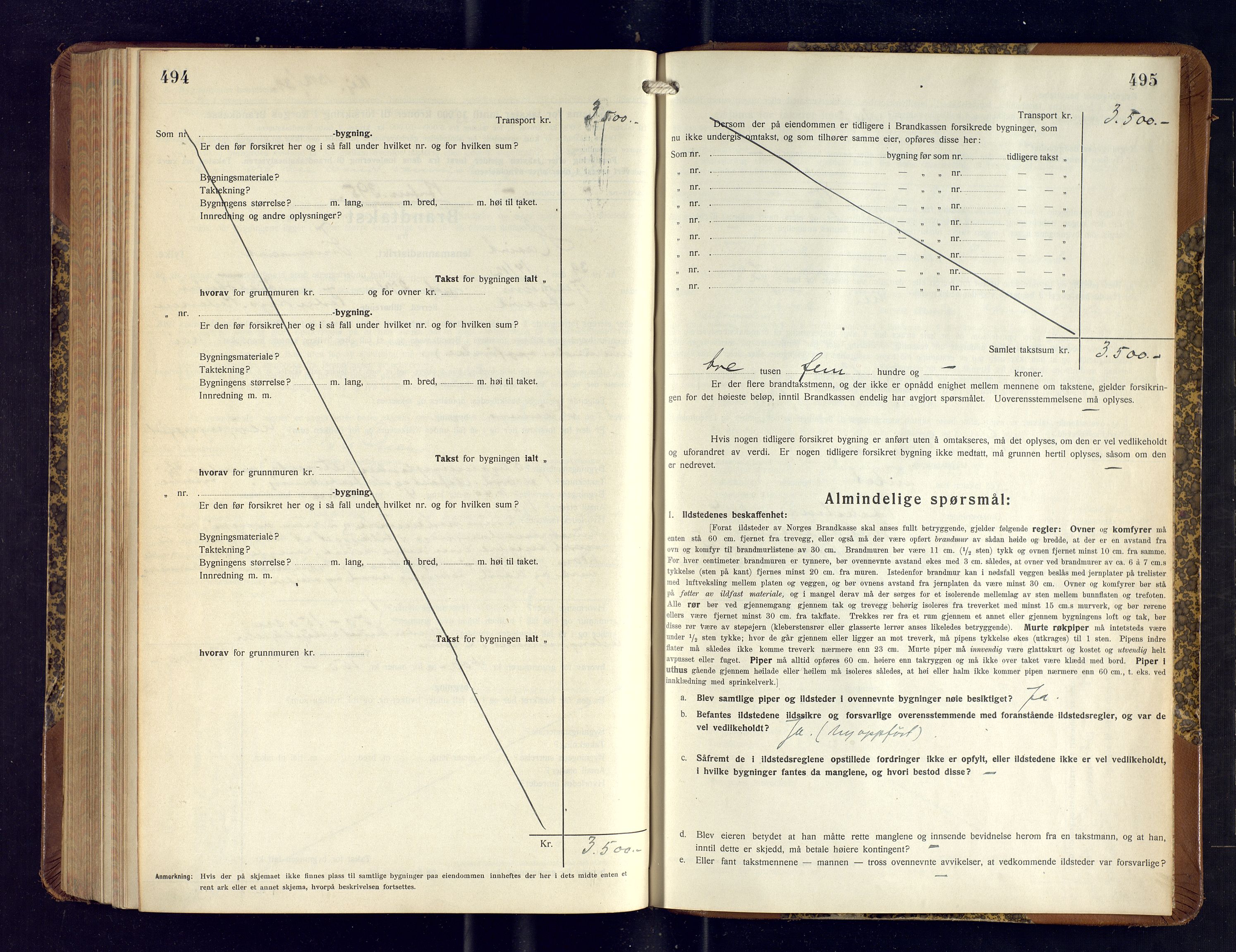 Hasvik lensmannskontor, AV/SATØ-SATO-164/Fob/L0009: Branntakstprotokoll, 1934-1939, p. 494-495