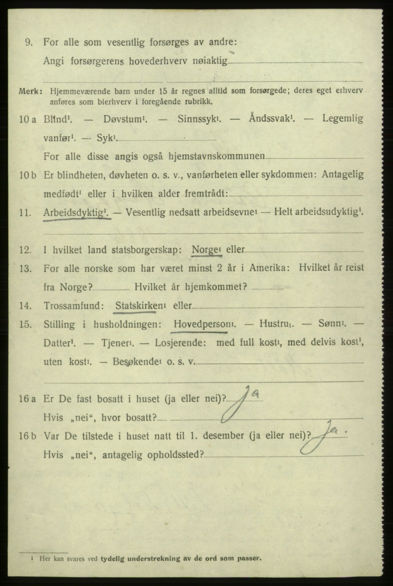 SAB, 1920 census for Ølen, 1920, p. 2312