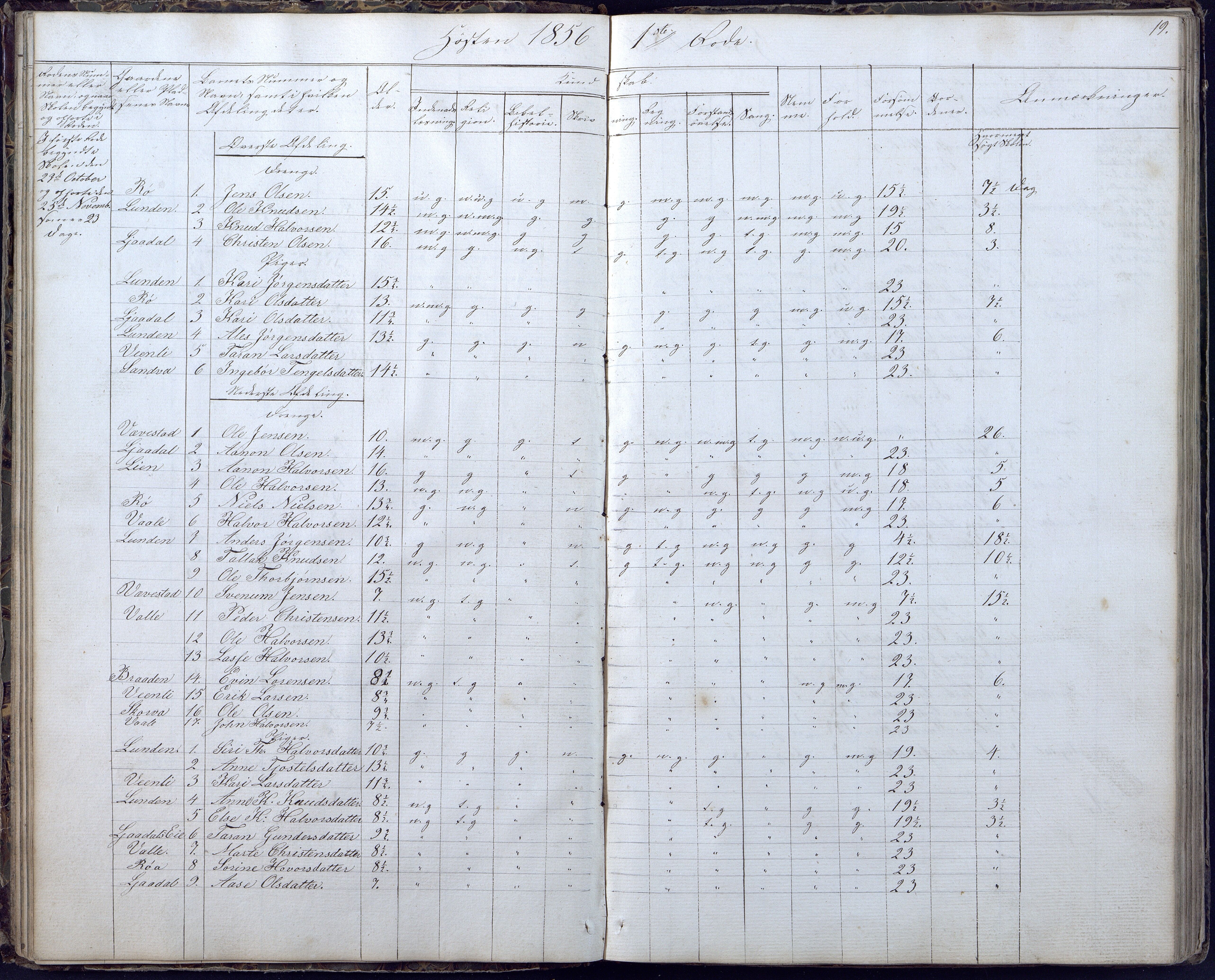 Gjerstad Kommune, Gjerstad Skole, AAKS/KA0911-550a/F02/L0004: Skolejournal/protokoll 6.skoledistrikt, 1854-1869, p. 19