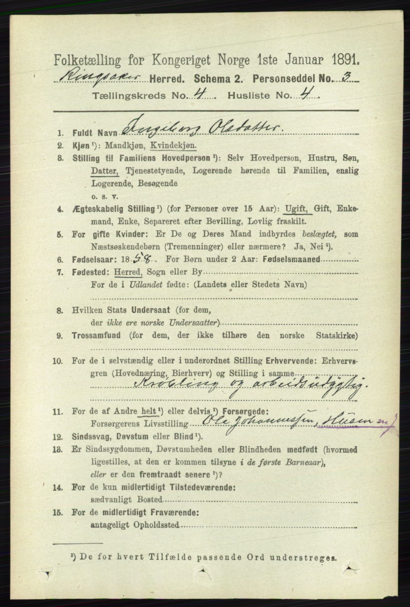 RA, 1891 census for 0412 Ringsaker, 1891, p. 1793