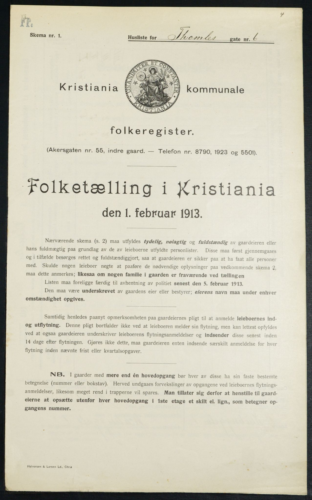 OBA, Municipal Census 1913 for Kristiania, 1913, p. 109272