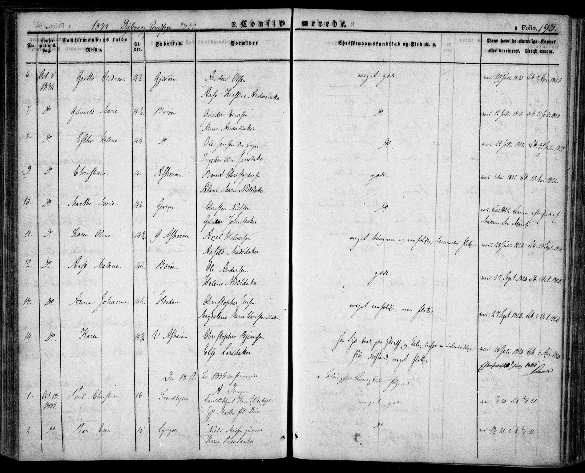 Dypvåg sokneprestkontor, SAK/1111-0007/F/Fa/Faa/L0004: Parish register (official) no. A 4, 1824-1840, p. 193
