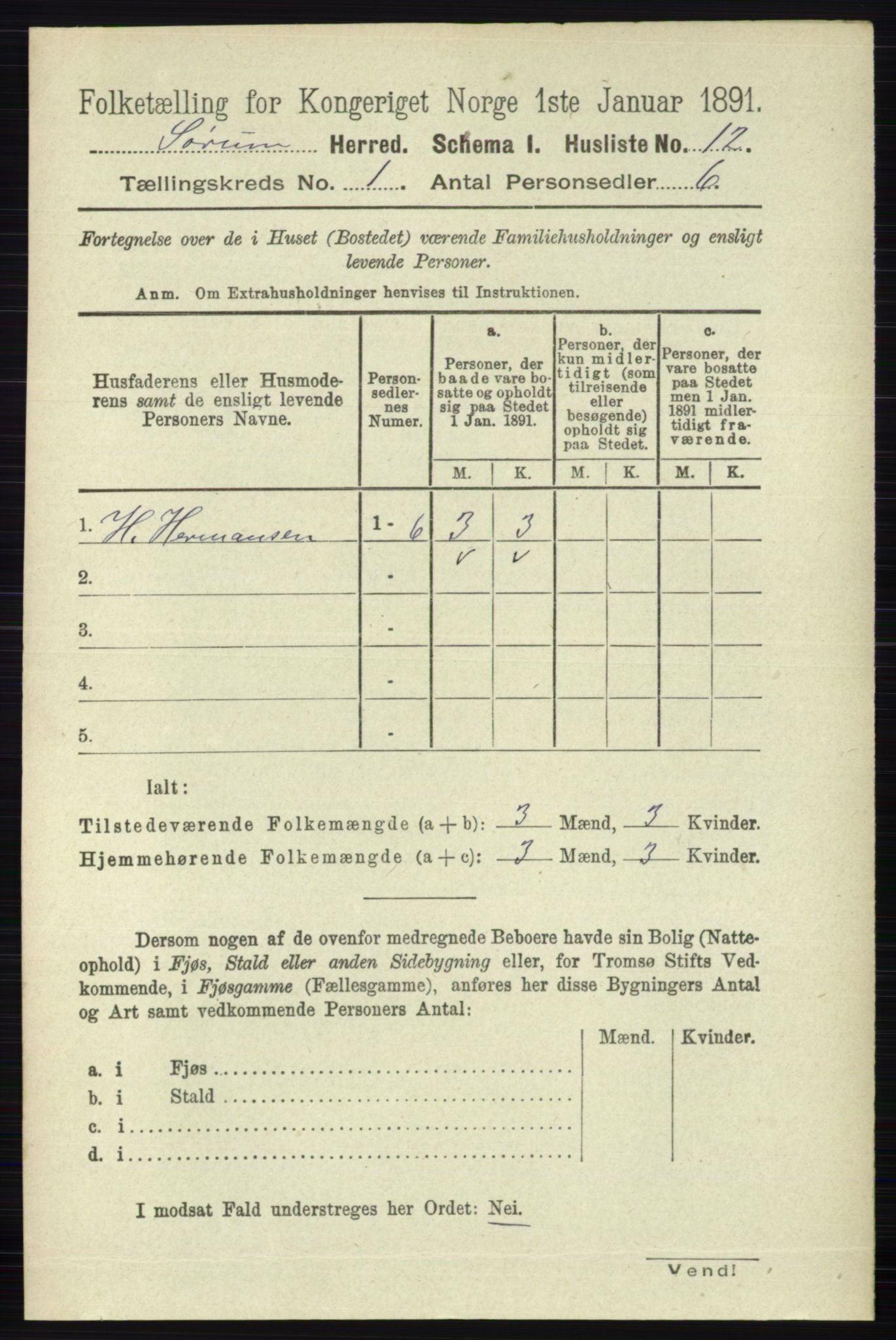 RA, 1891 census for 0226 Sørum, 1891, p. 31
