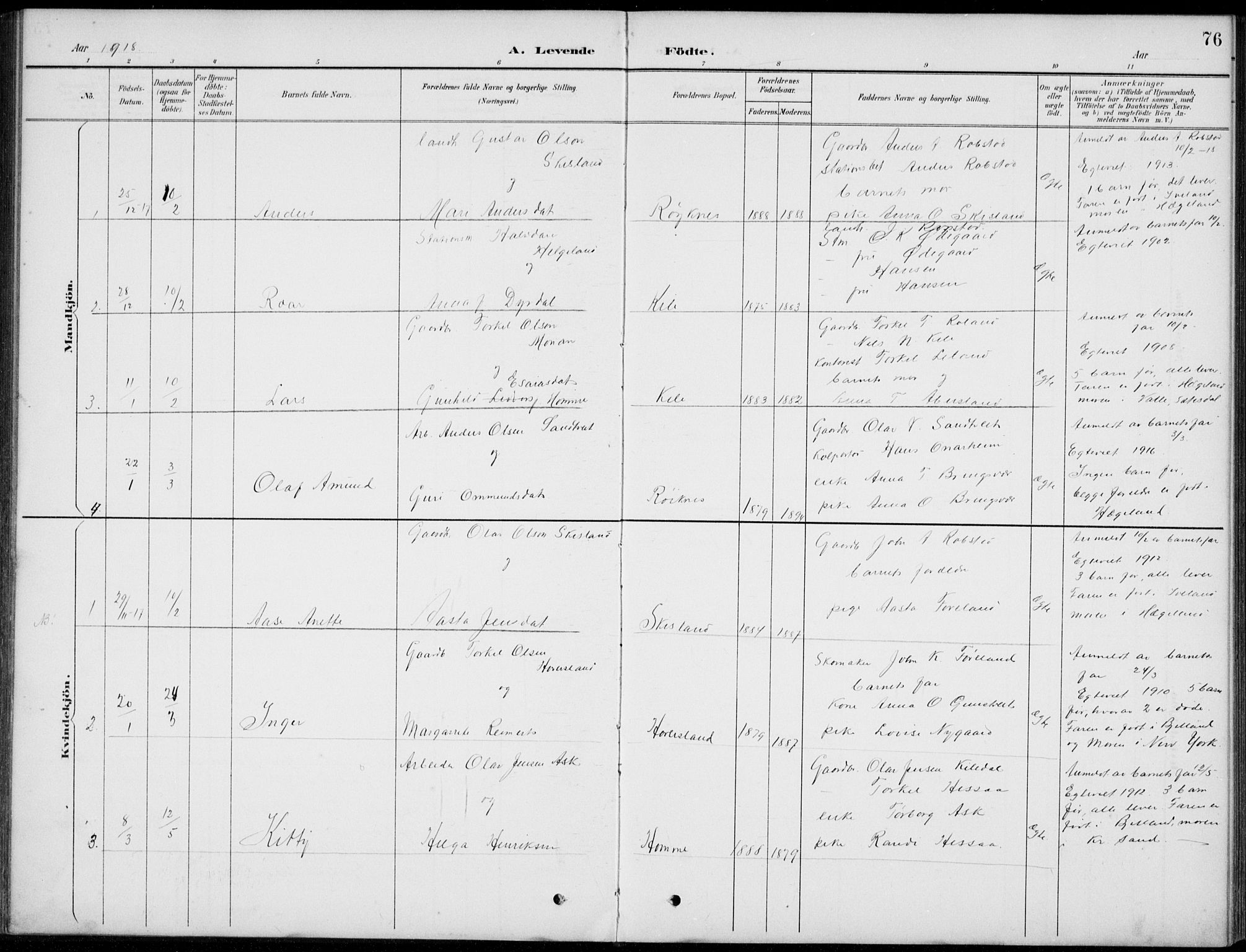 Vennesla sokneprestkontor, AV/SAK-1111-0045/Fb/Fba/L0003: Parish register (copy) no. B 3, 1890-1919, p. 76