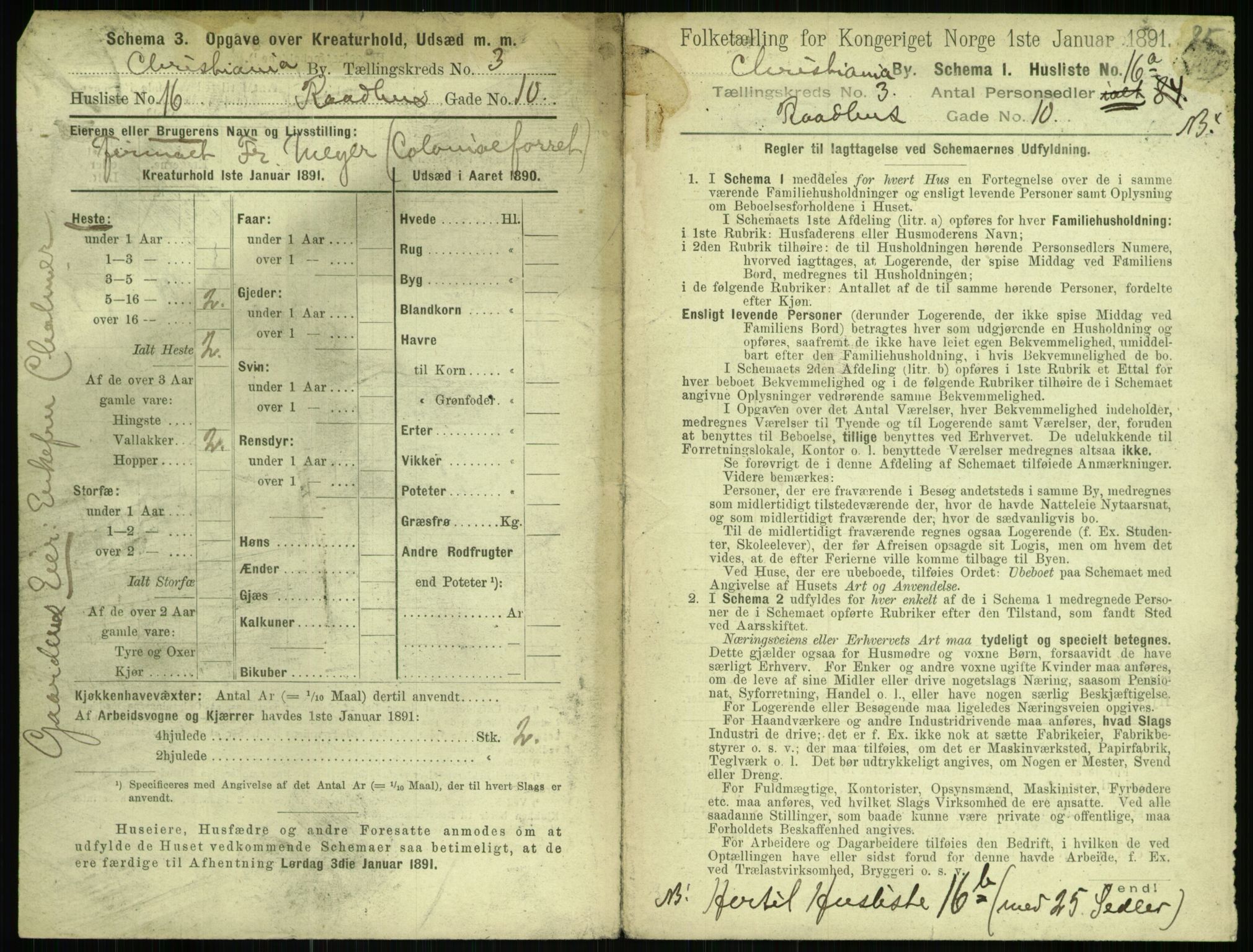 RA, 1891 census for 0301 Kristiania, 1891, p. 1211