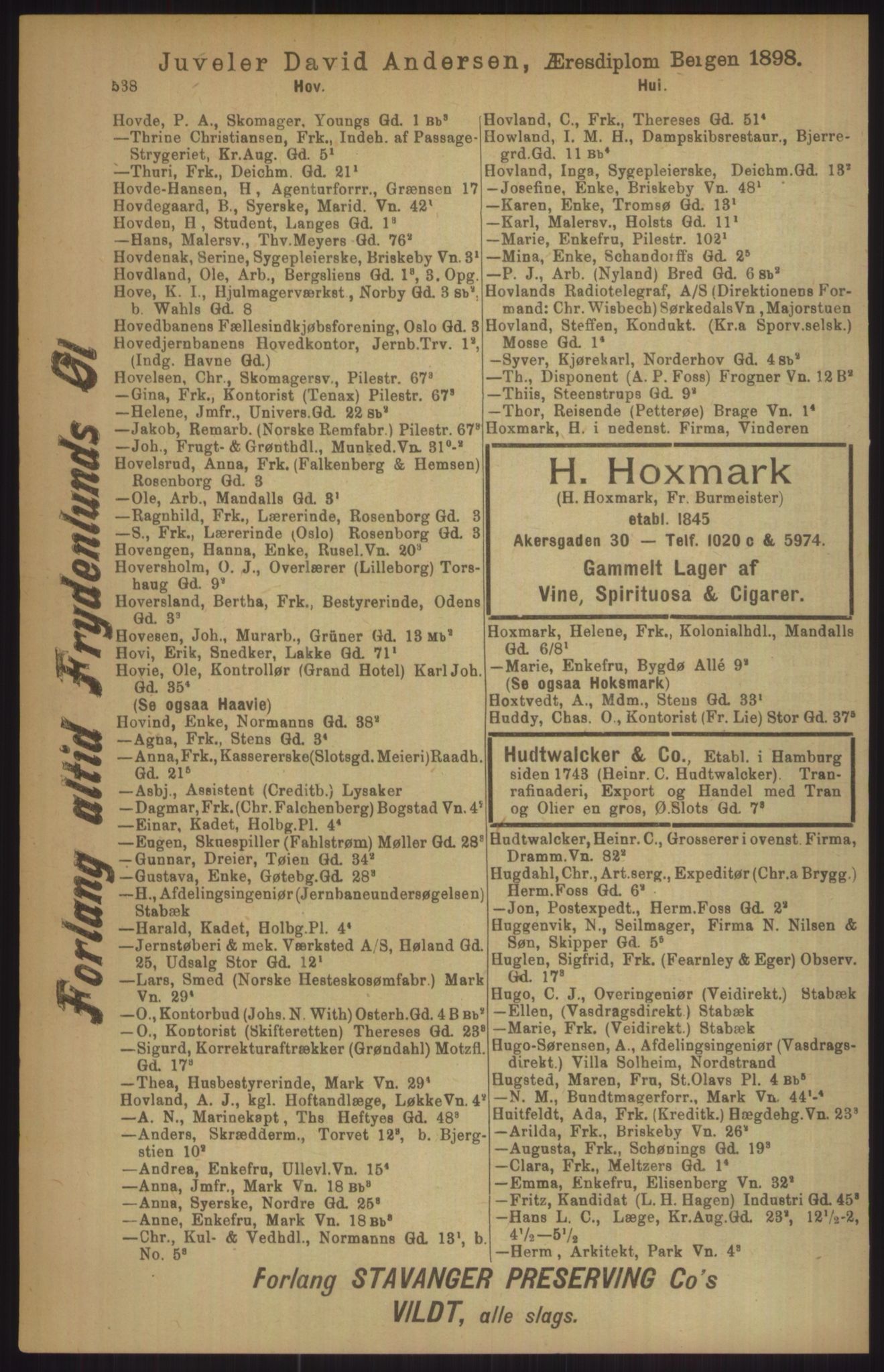 Kristiania/Oslo adressebok, PUBL/-, 1911, p. 538