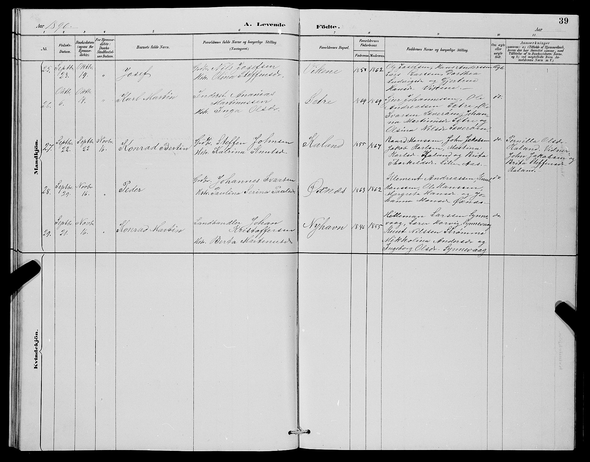 Lindås Sokneprestembete, AV/SAB-A-76701/H/Hab/Habc/L0003: Parish register (copy) no. C 3, 1886-1893, p. 39