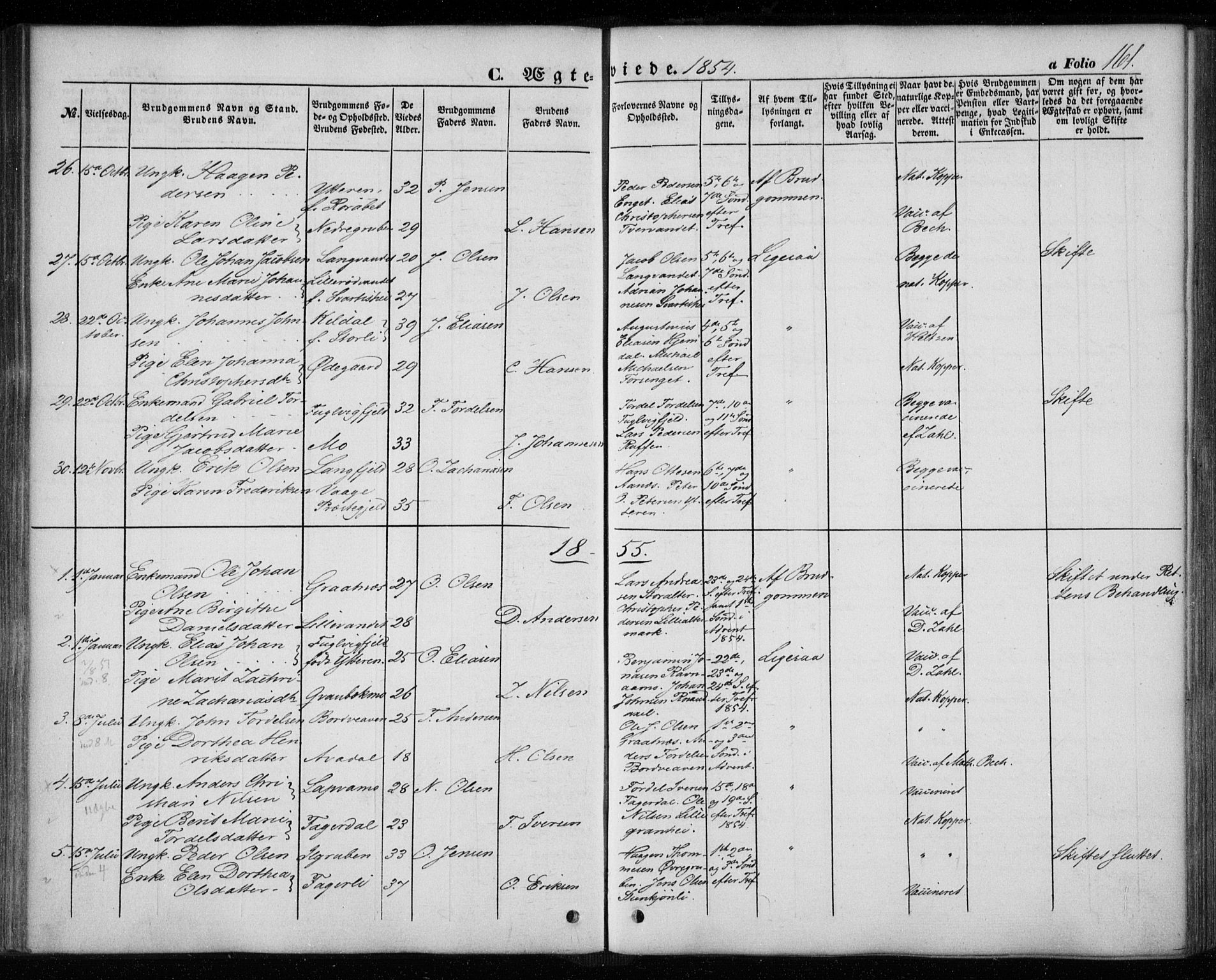 Ministerialprotokoller, klokkerbøker og fødselsregistre - Nordland, SAT/A-1459/827/L0392: Parish register (official) no. 827A04, 1853-1866, p. 161