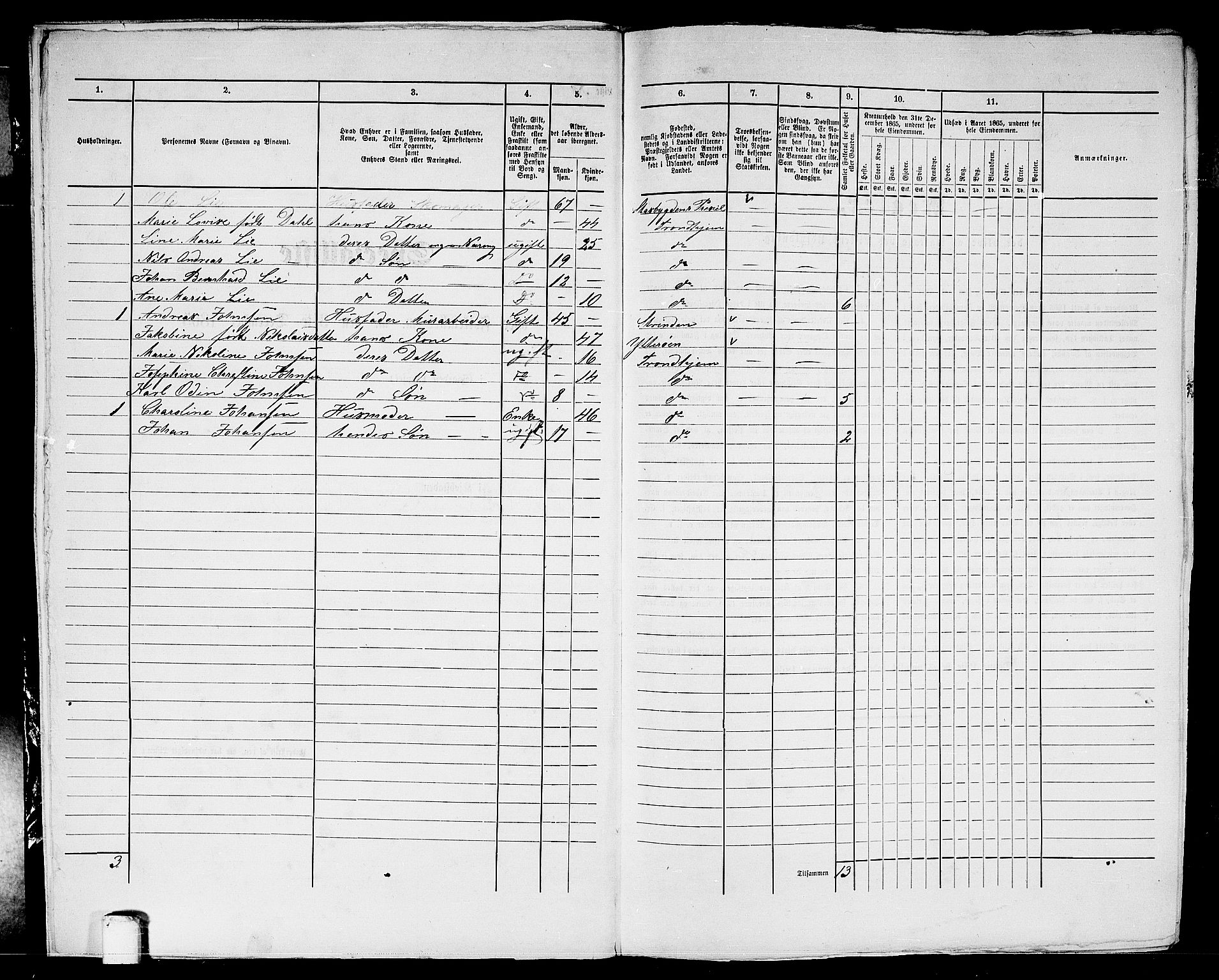 RA, 1865 census for Trondheim, 1865, p. 2084