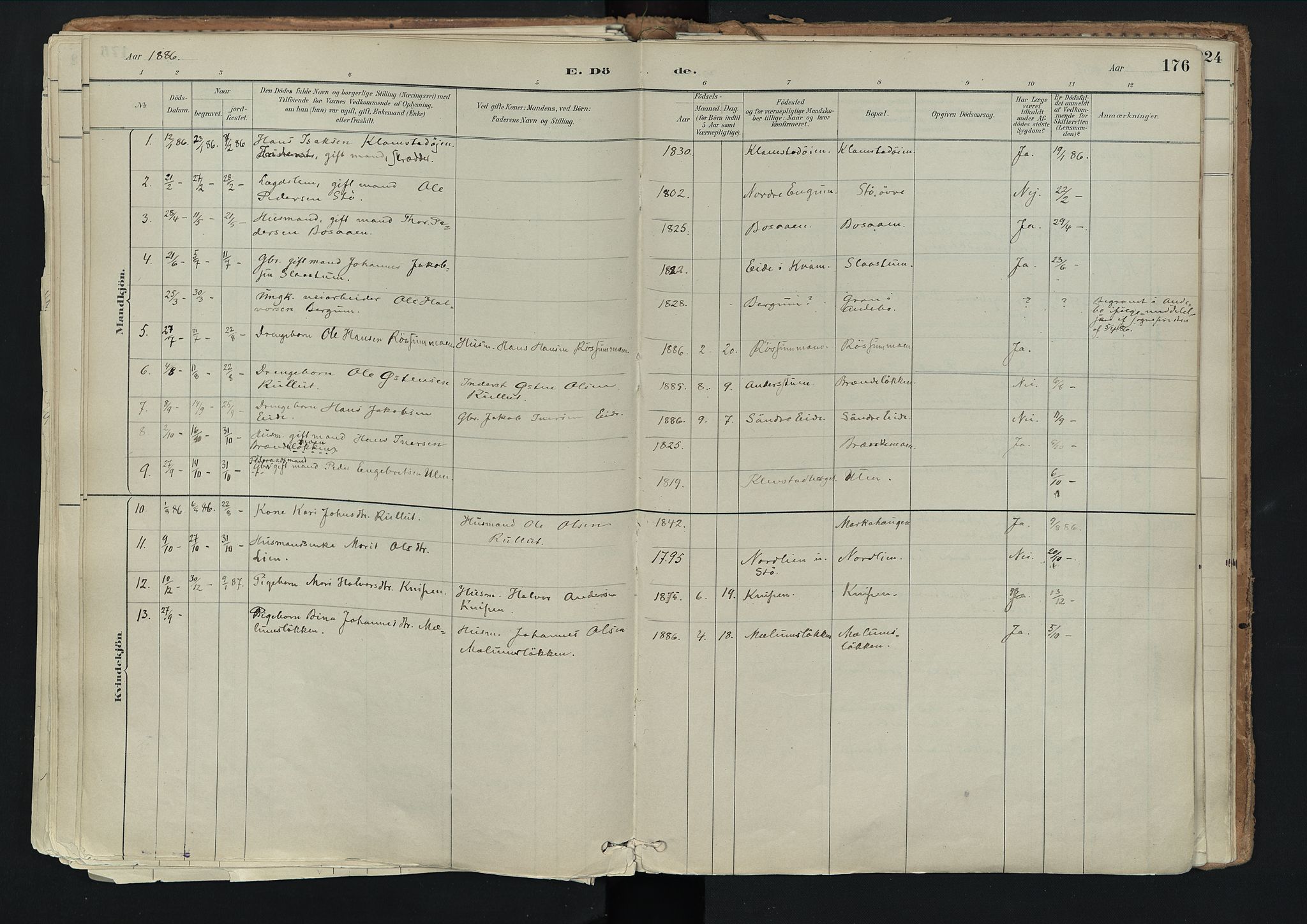 Nord-Fron prestekontor, SAH/PREST-080/H/Ha/Haa/L0003: Parish register (official) no. 3, 1884-1914, p. 176