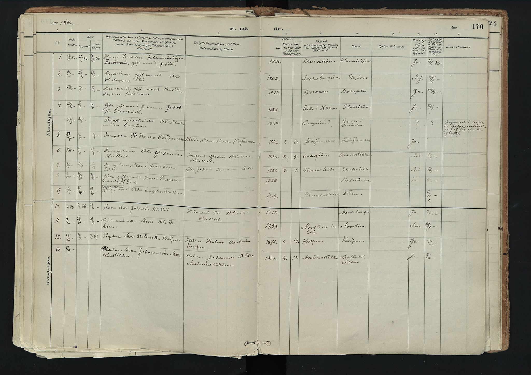 Nord-Fron prestekontor, AV/SAH-PREST-080/H/Ha/Haa/L0003: Parish register (official) no. 3, 1884-1914, p. 176