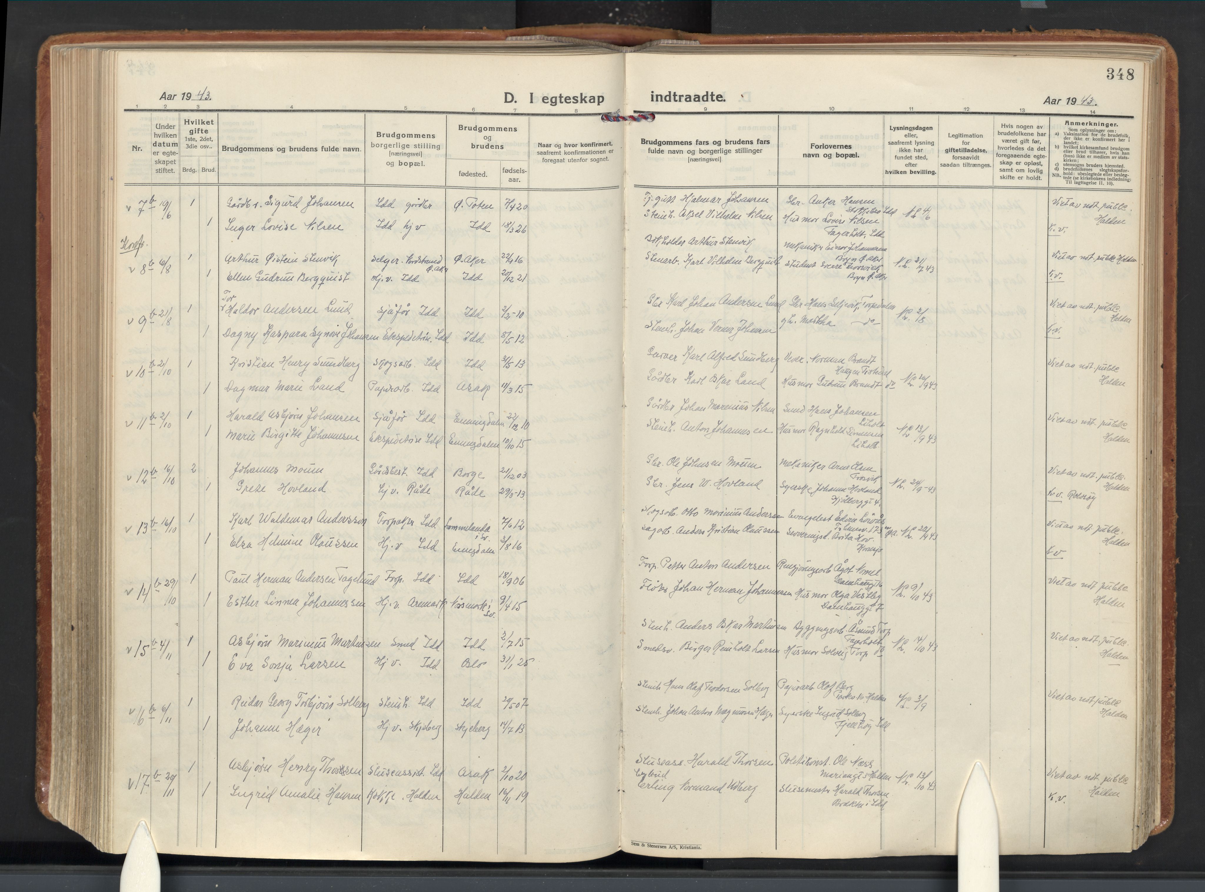Idd prestekontor Kirkebøker, AV/SAO-A-10911/F/Fc/L0008: Parish register (official) no. III 8, 1926-1953, p. 348