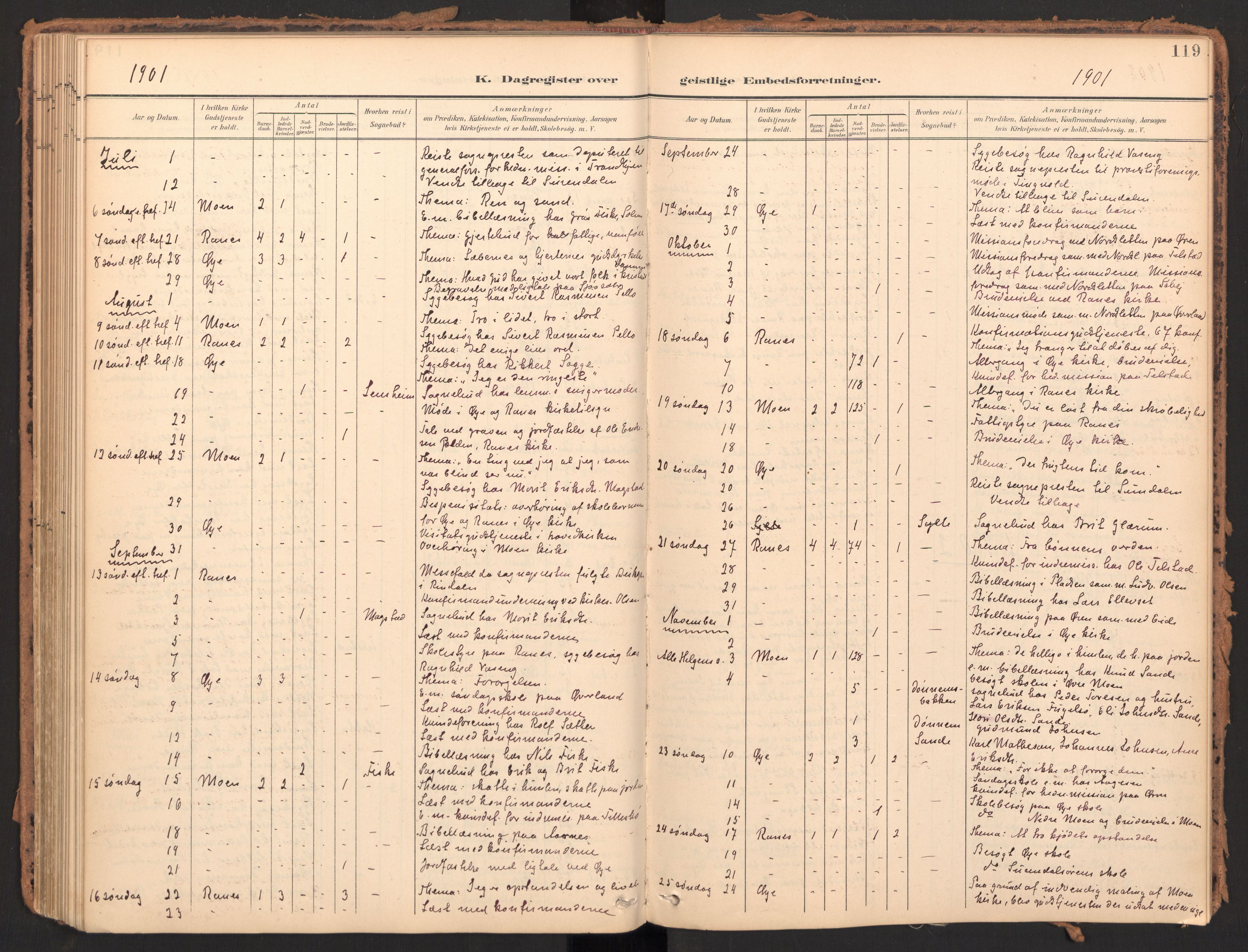 Ministerialprotokoller, klokkerbøker og fødselsregistre - Møre og Romsdal, AV/SAT-A-1454/595/L1048: Parish register (official) no. 595A10, 1900-1917, p. 119