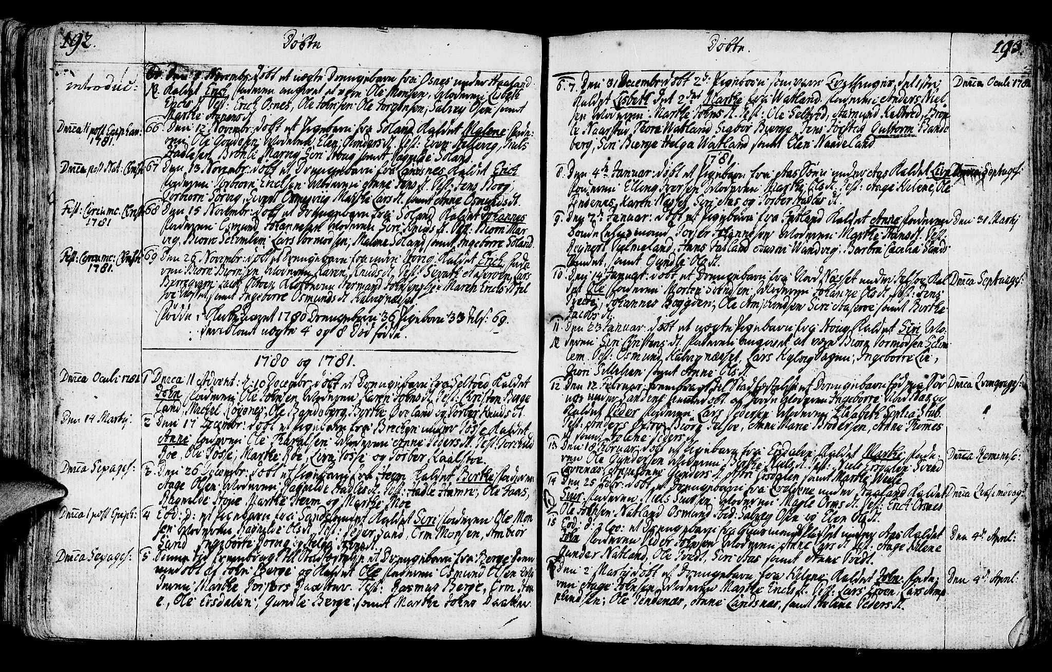 Jelsa sokneprestkontor, SAST/A-101842/01/IV: Parish register (official) no. A 3, 1768-1796, p. 192-193