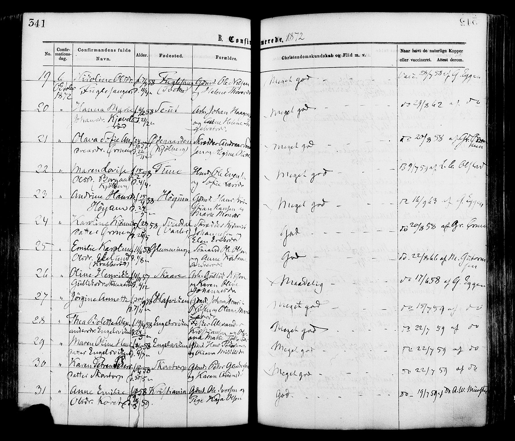 Onsøy prestekontor Kirkebøker, SAO/A-10914/F/Fa/L0004: Parish register (official) no. I 4, 1861-1877, p. 341