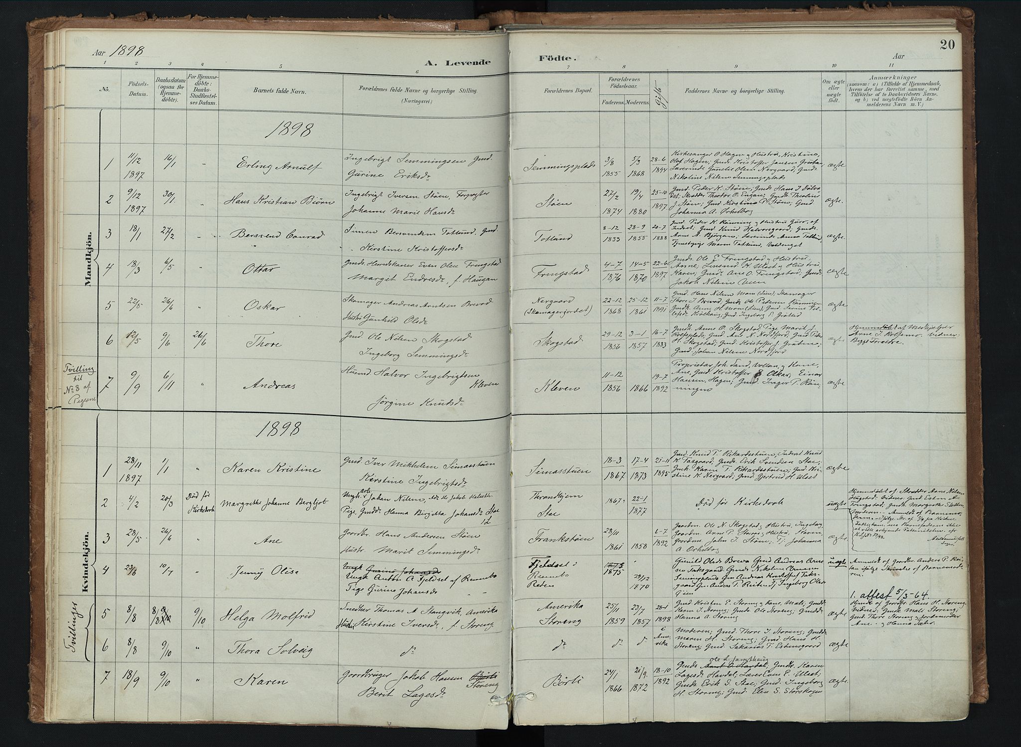 Kvikne prestekontor, AV/SAH-PREST-064/H/Ha/Haa/L0008: Parish register (official) no. 8, 1887-1911, p. 20