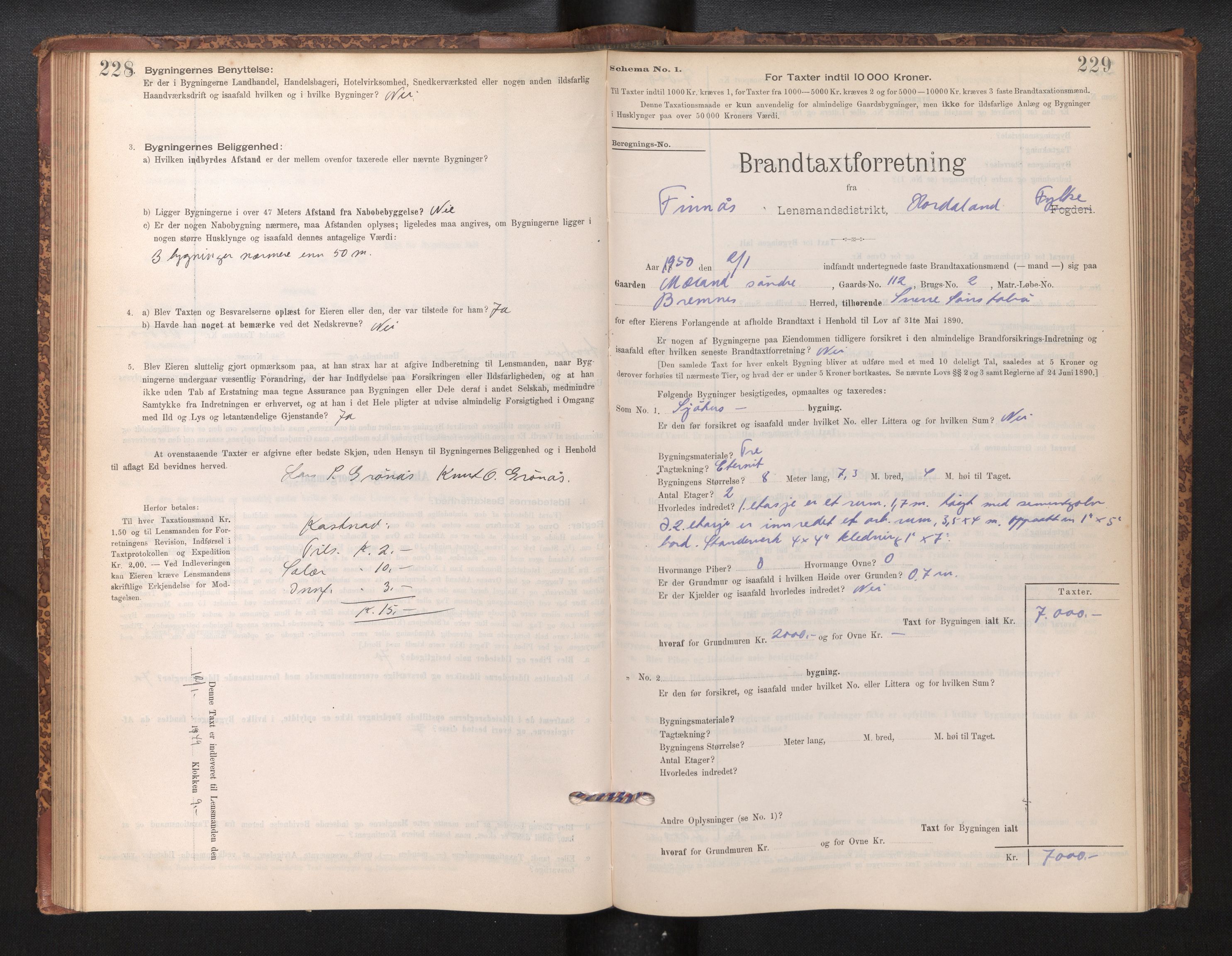 Lensmannen i Finnås, SAB/A-31901/0012/L0002: Branntakstprotokoll, skjematakst, 1894-1954, p. 228-229