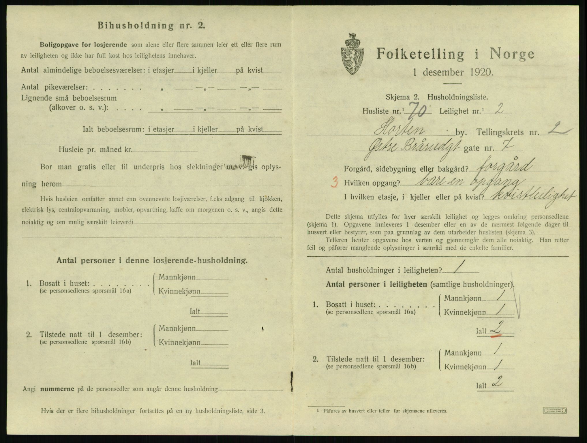 SAKO, 1920 census for Horten, 1920, p. 3595