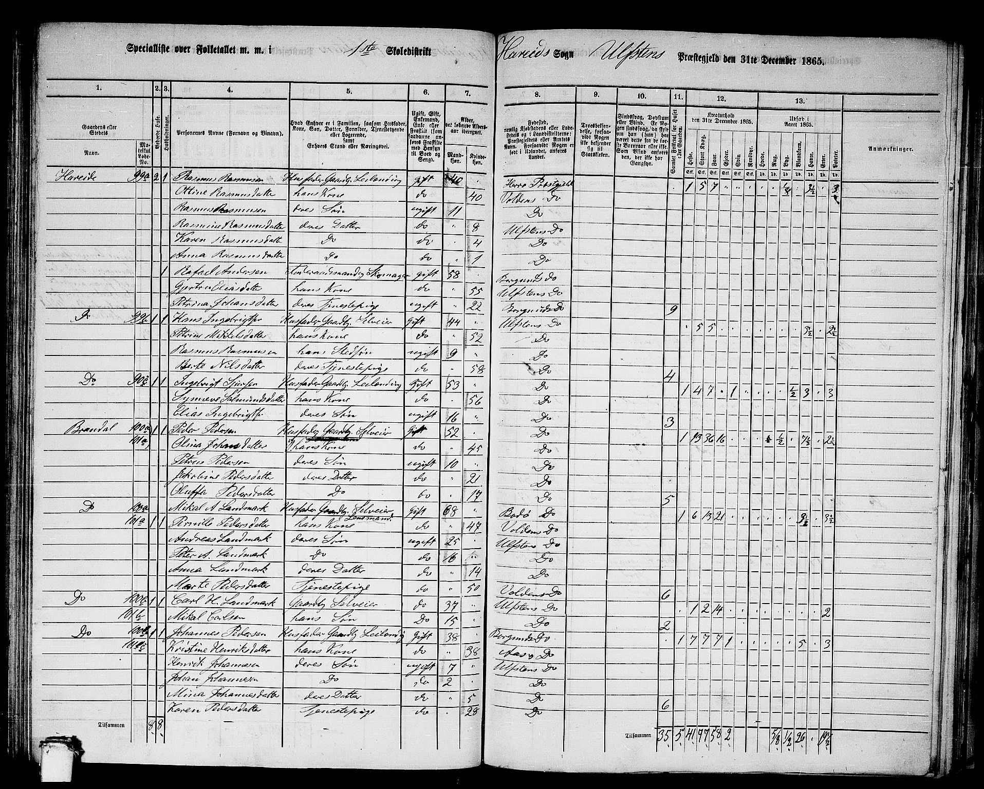 RA, 1865 census for Ulstein, 1865, p. 109