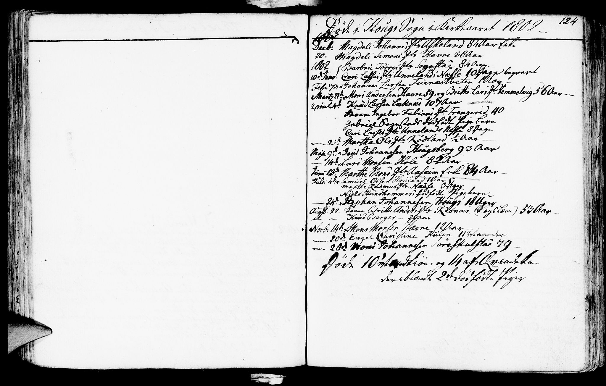 Haus sokneprestembete, AV/SAB-A-75601/H/Haa: Parish register (official) no. A 11, 1796-1816, p. 124