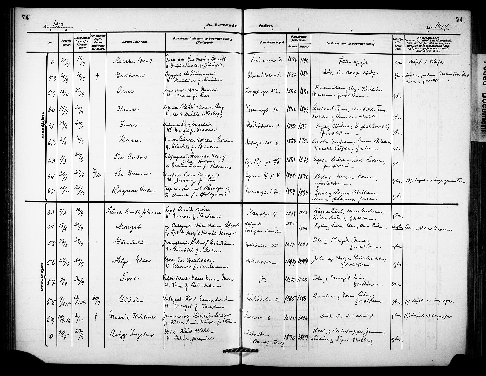 Notodden kirkebøker, AV/SAKO-A-290/G/Ga/L0001: Parish register (copy) no. 1, 1912-1923, p. 74