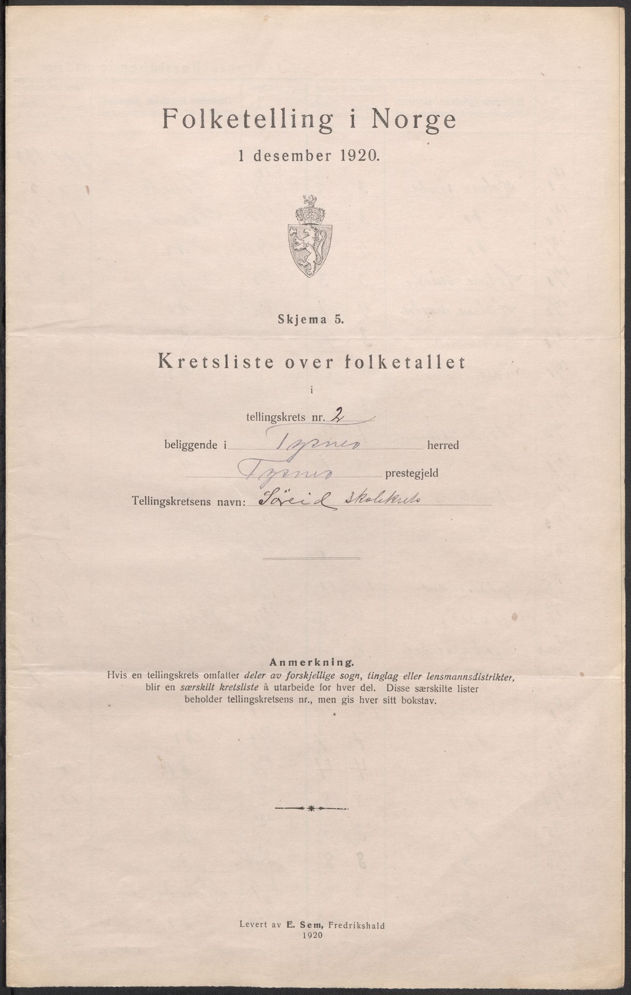 SAB, 1920 census for Tysnes, 1920, p. 8