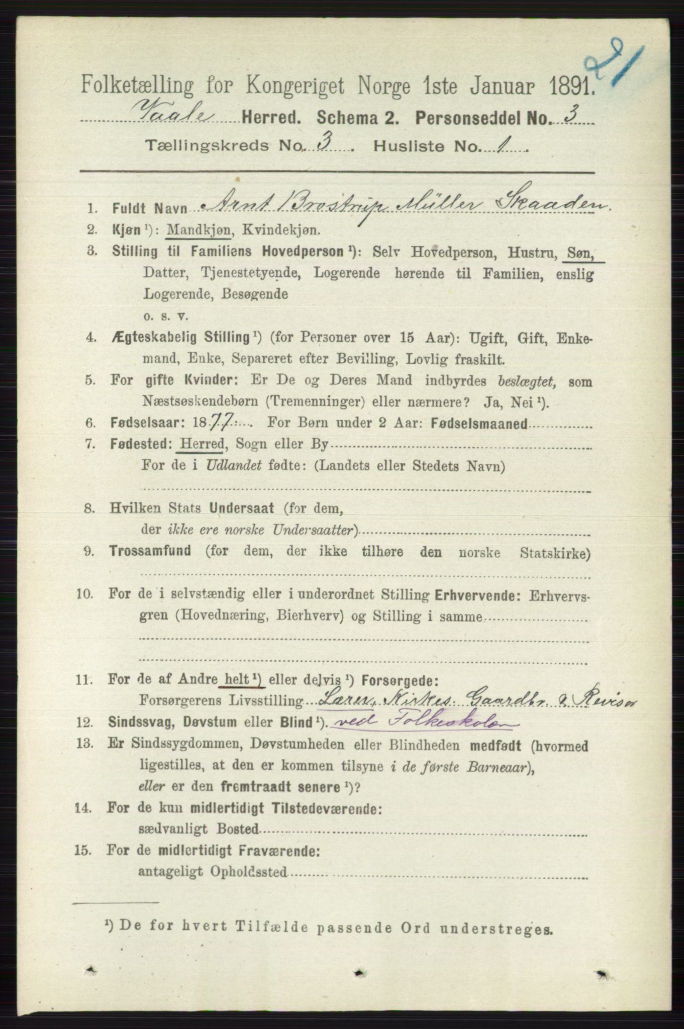 RA, 1891 census for 0716 Våle, 1891, p. 553