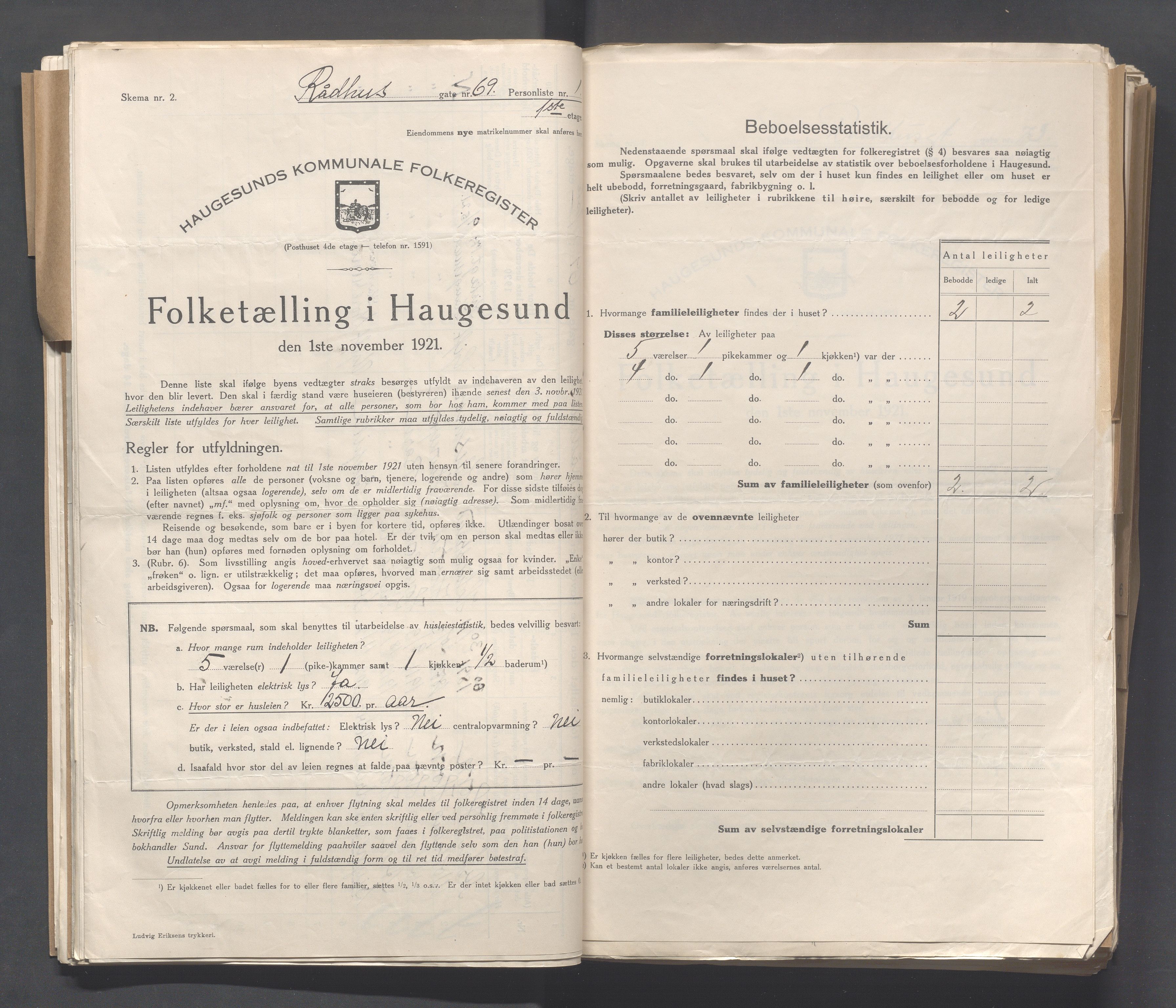 IKAR, Local census 1.11.1921 for Haugesund, 1921, p. 3252