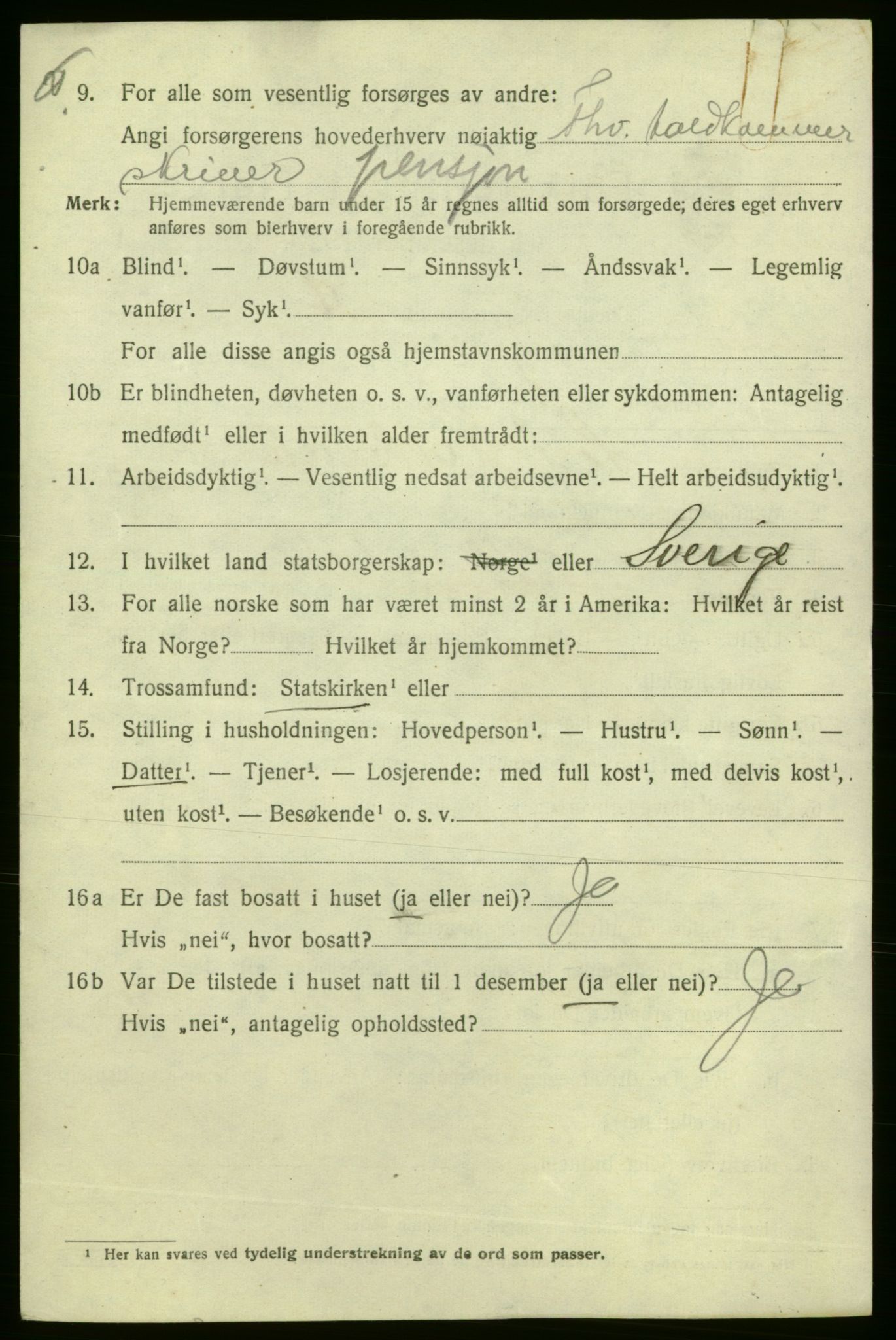 SAO, 1920 census for Fredrikshald, 1920, p. 9257