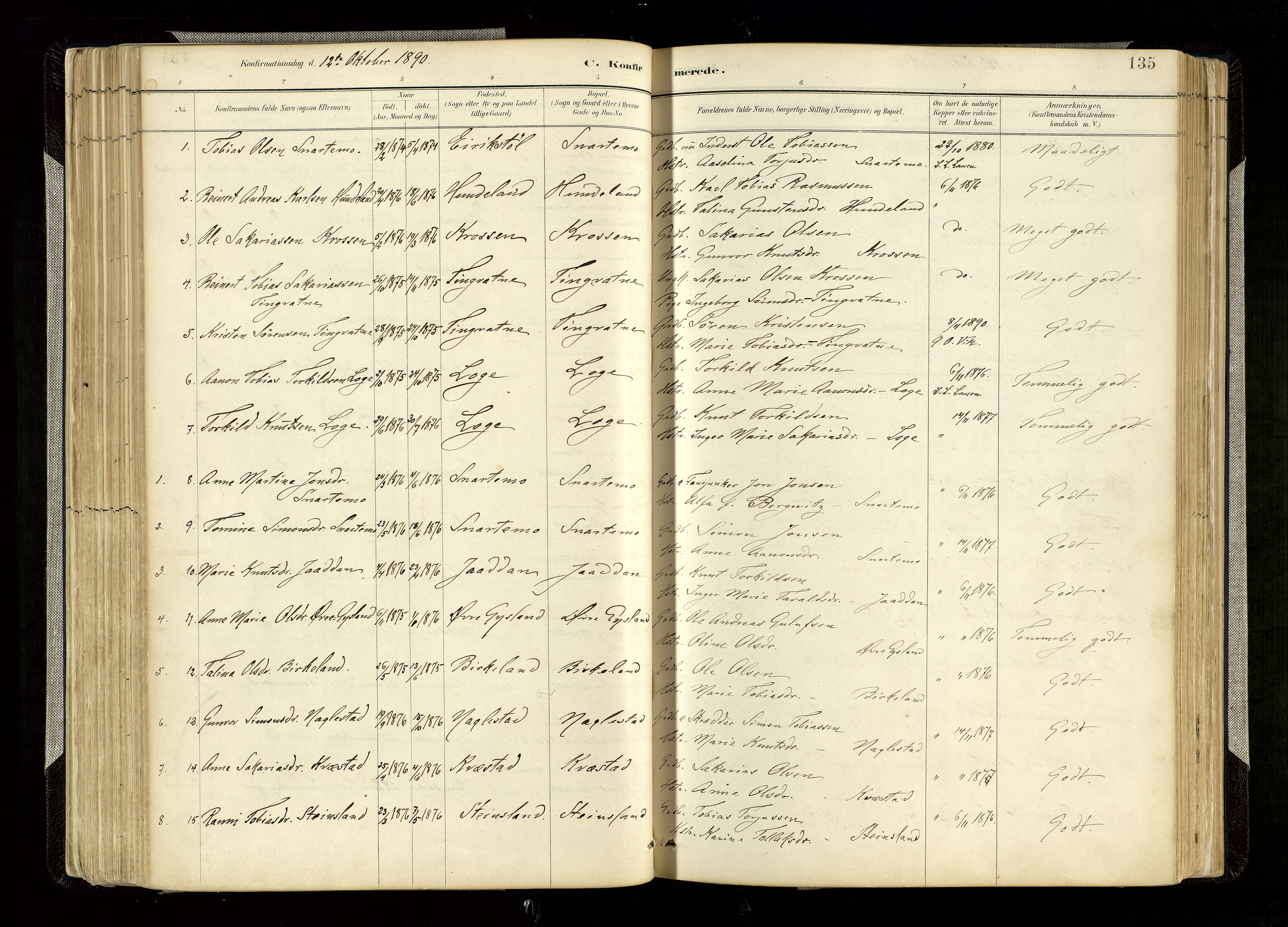 Hægebostad sokneprestkontor, AV/SAK-1111-0024/F/Fa/Faa/L0006: Parish register (official) no. A 6, 1887-1929, p. 135