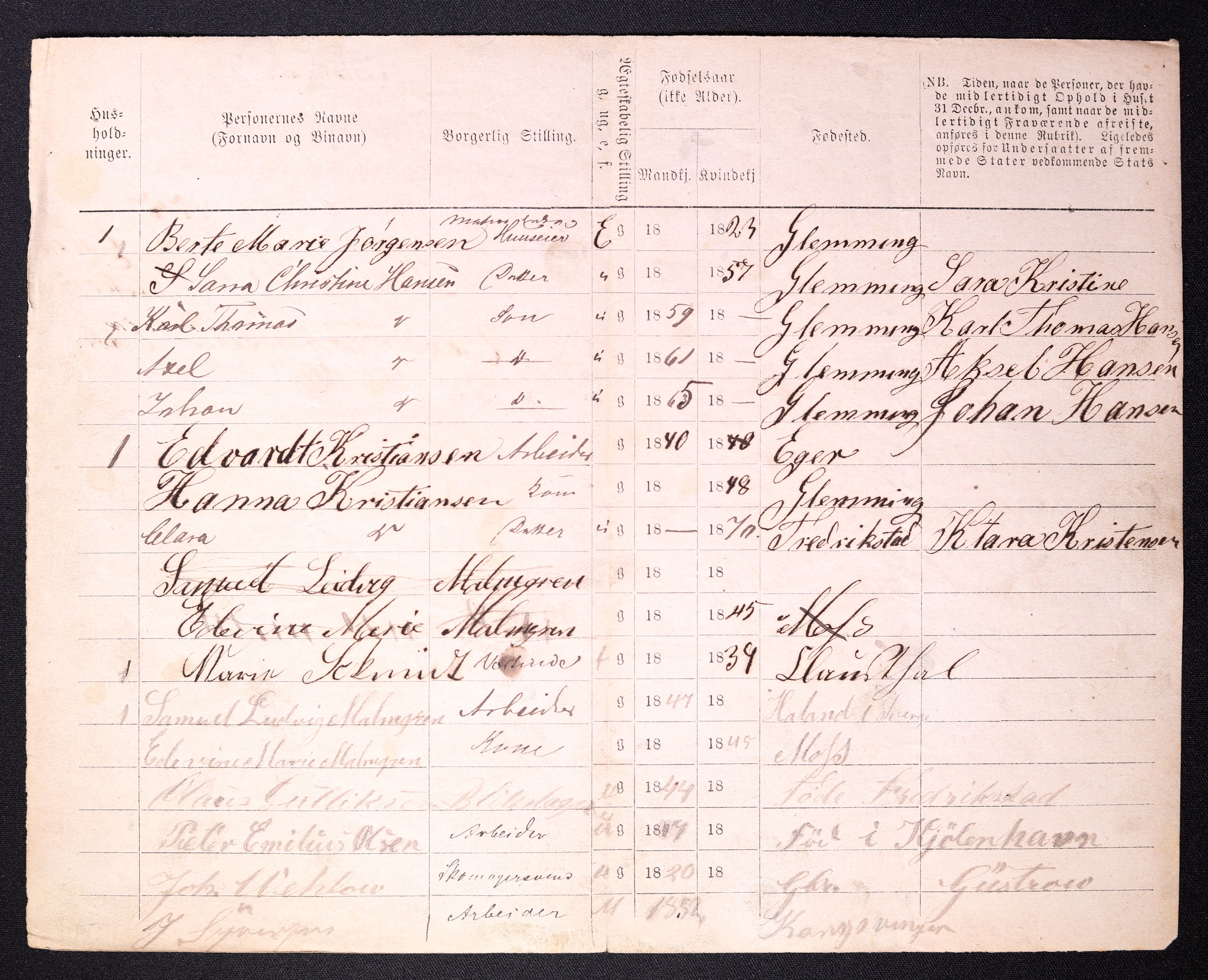 RA, 1870 census for 0103 Fredrikstad, 1870, p. 1122