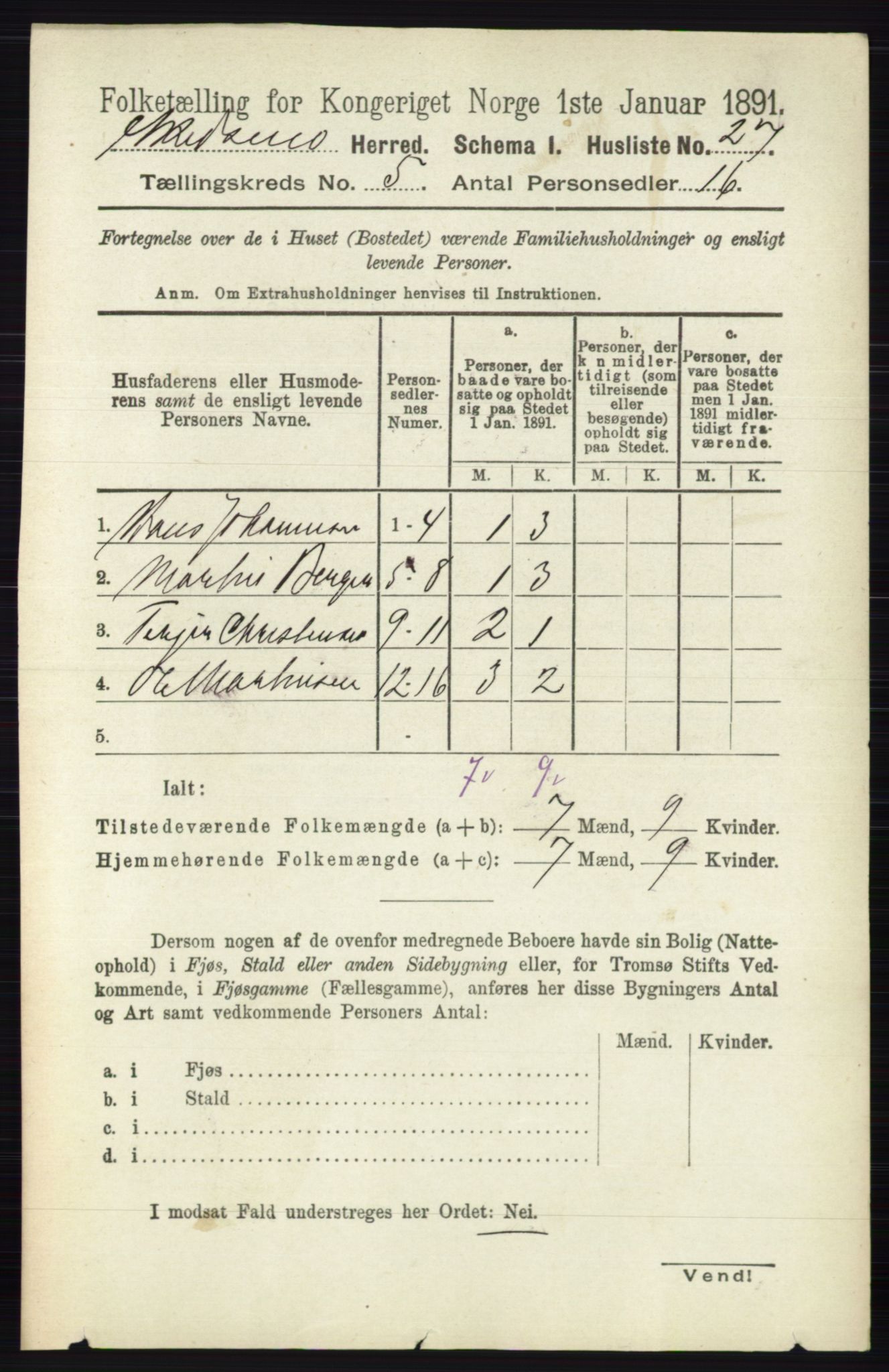 RA, 1891 census for 0231 Skedsmo, 1891, p. 2272
