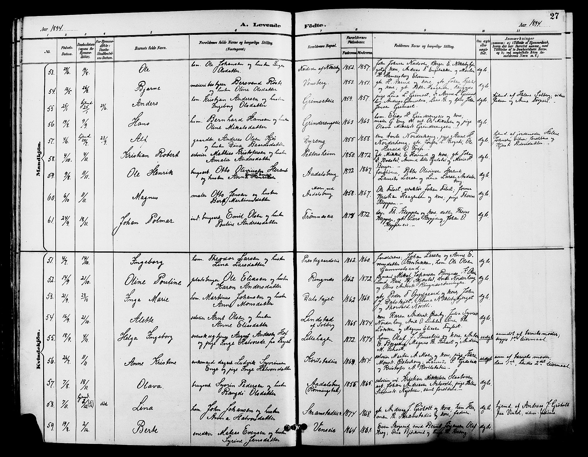 Løten prestekontor, SAH/PREST-022/L/La/L0006: Parish register (copy) no. 6, 1892-1909, p. 27