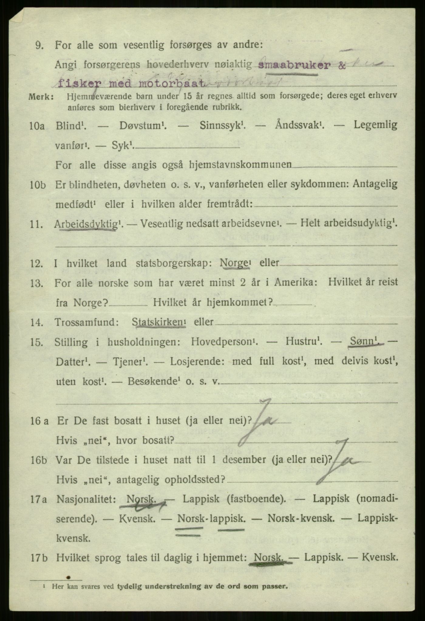 SATØ, 1920 census for Lyngen, 1920, p. 6603