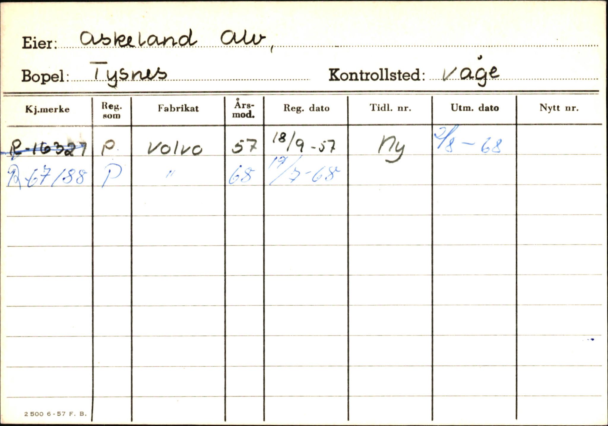 Statens vegvesen, Hordaland vegkontor, AV/SAB-A-5201/2/Ha/L0002: R-eierkort A, 1920-1971, p. 1006