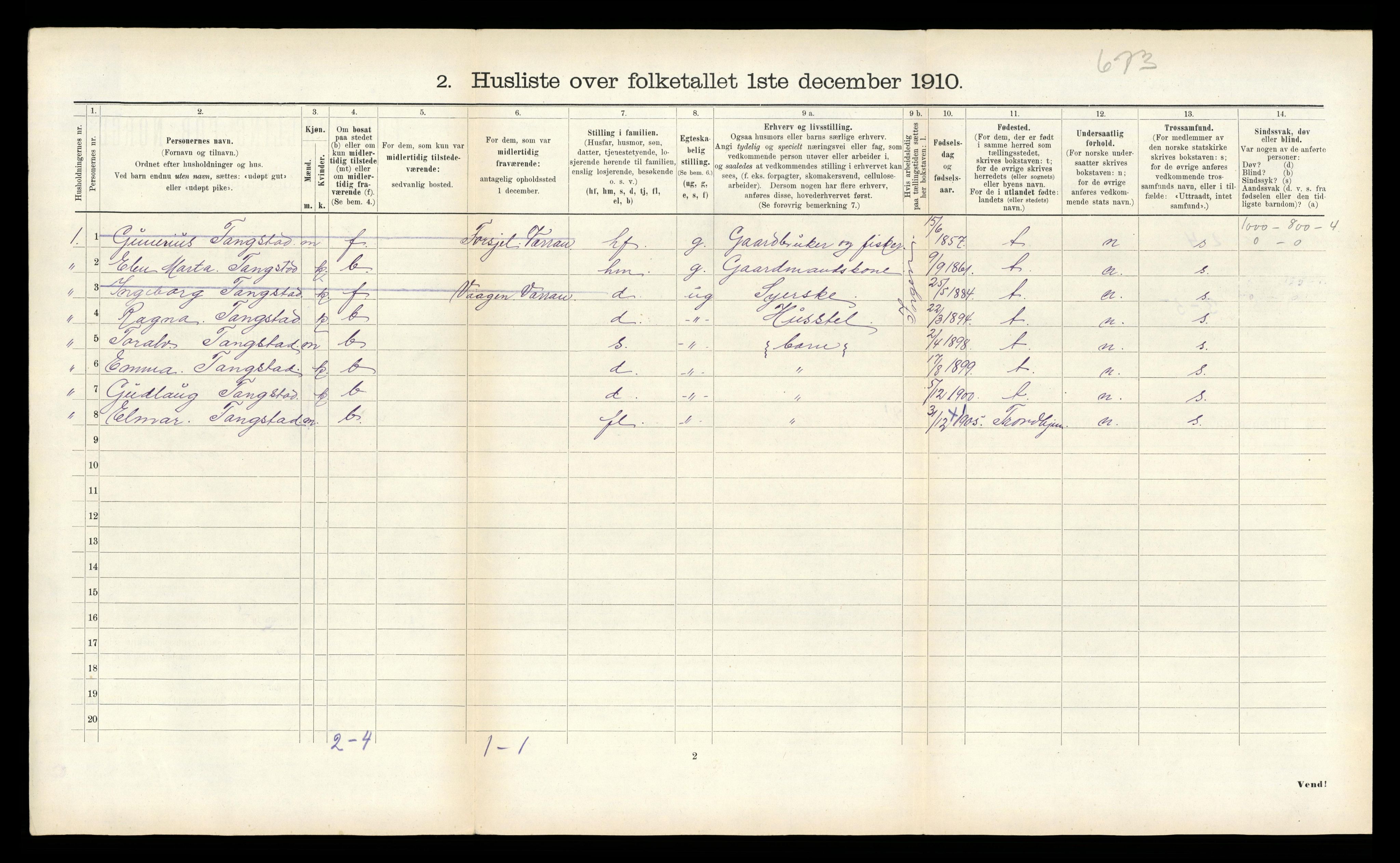 RA, 1910 census for Verran, 1910, p. 348