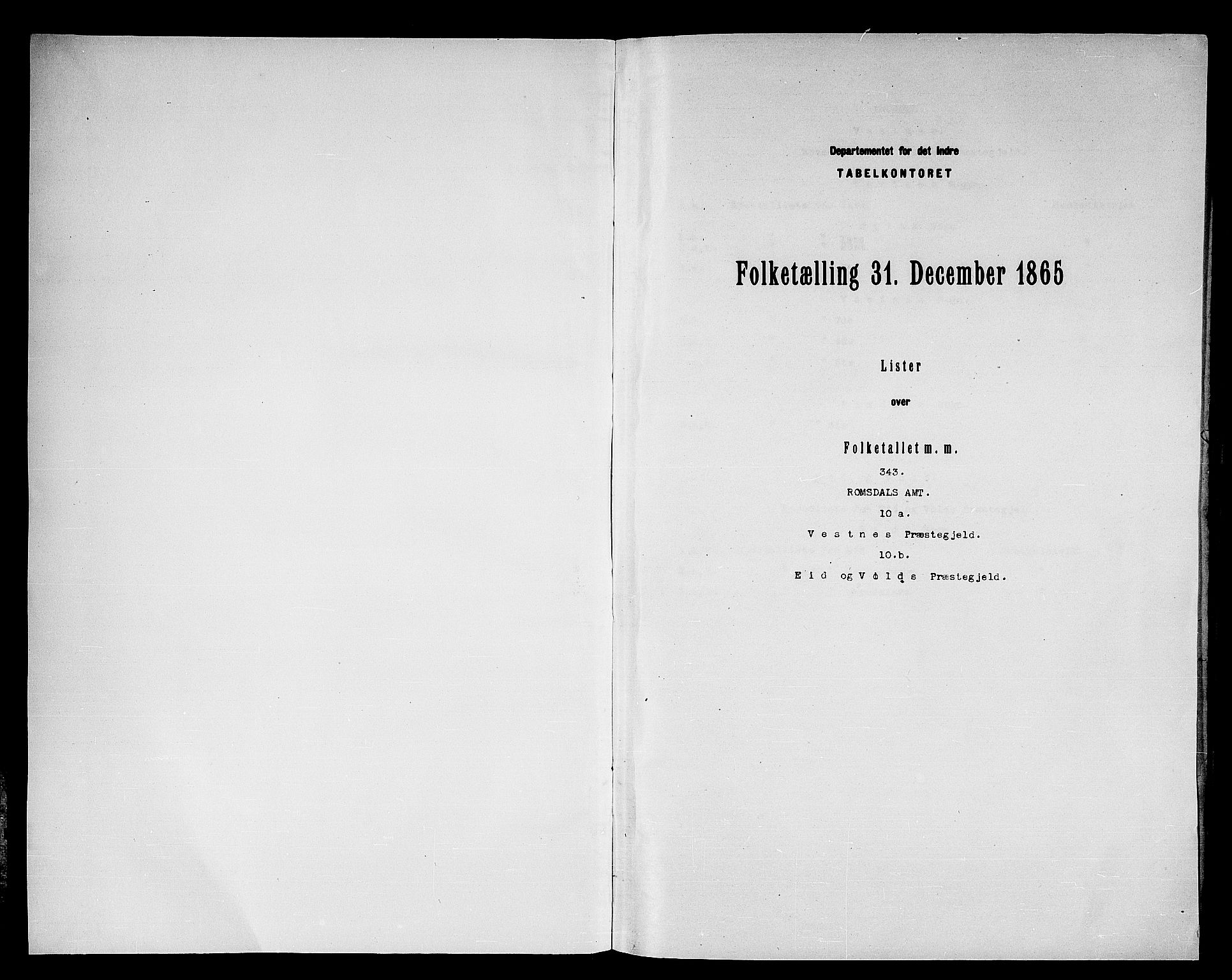 RA, 1865 census for Vestnes, 1865, p. 3