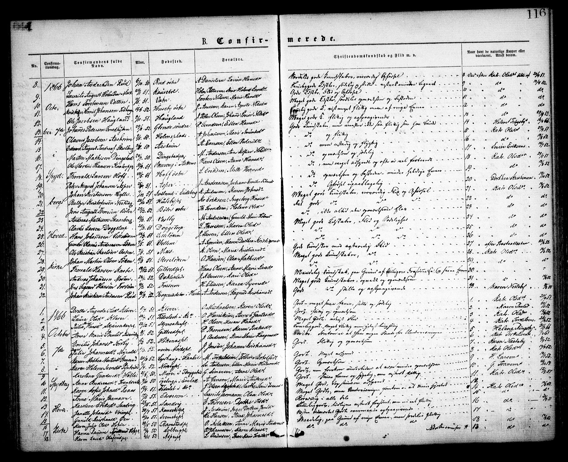 Spydeberg prestekontor Kirkebøker, SAO/A-10924/F/Fa/L0006: Parish register (official) no. I 6, 1863-1874, p. 116